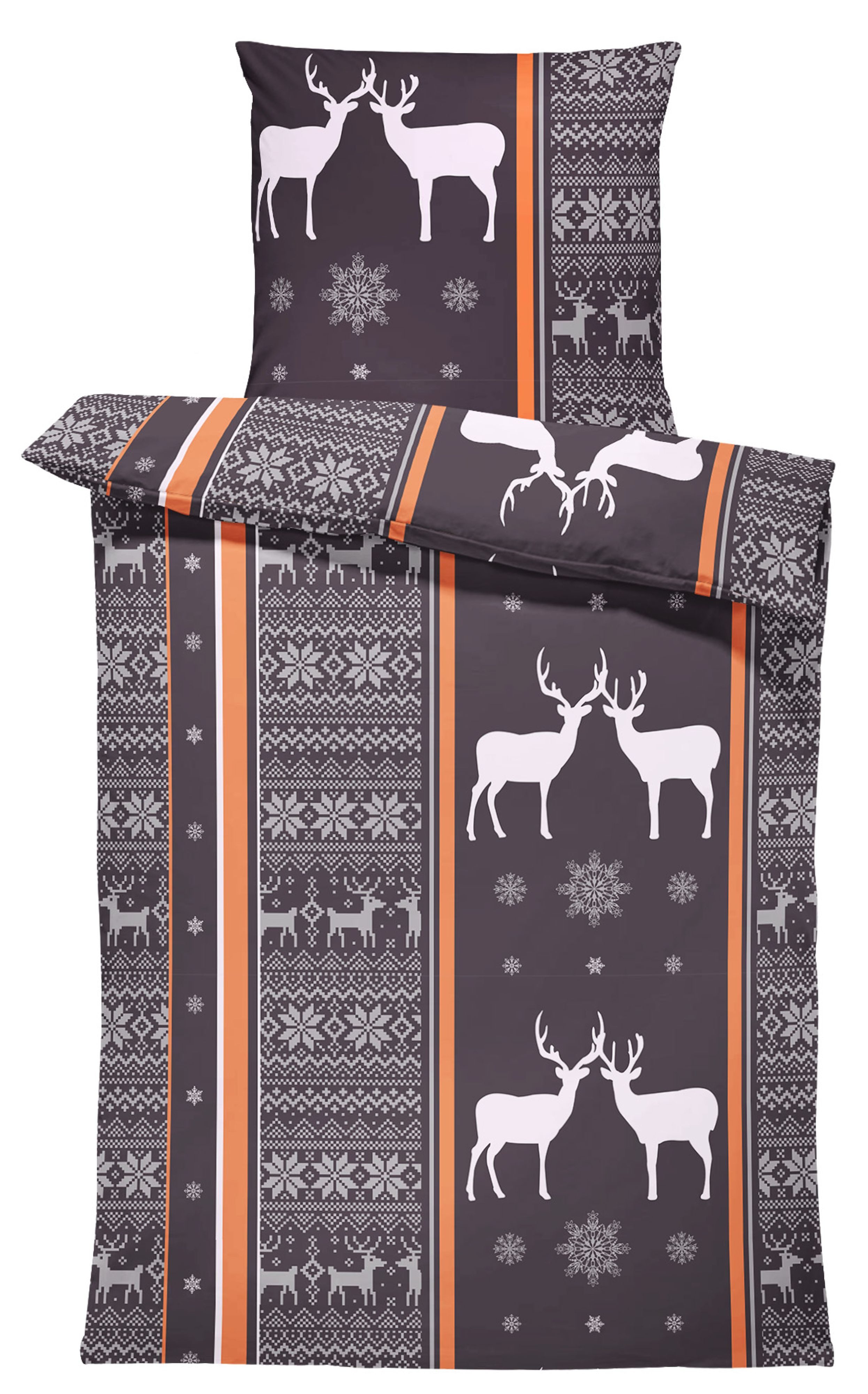 One Home Bettwäsche Rentiere, Biber, 2 teilig, Schneeflocken, kuschelig fla günstig online kaufen