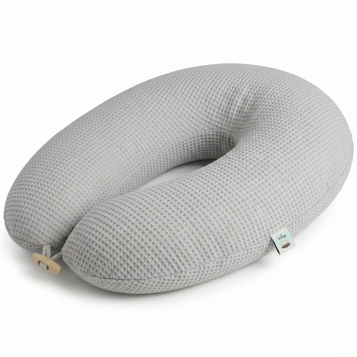 SEI Design Stillkissen Seitenschläferkissen XXL Schwangerschaftskissen Waffelstoff 190cm Grau, Schwangerschaftskissen mit Bezug, Schwangerschaftskissen mit Bezug, elastischer Waffeljersey Bezug