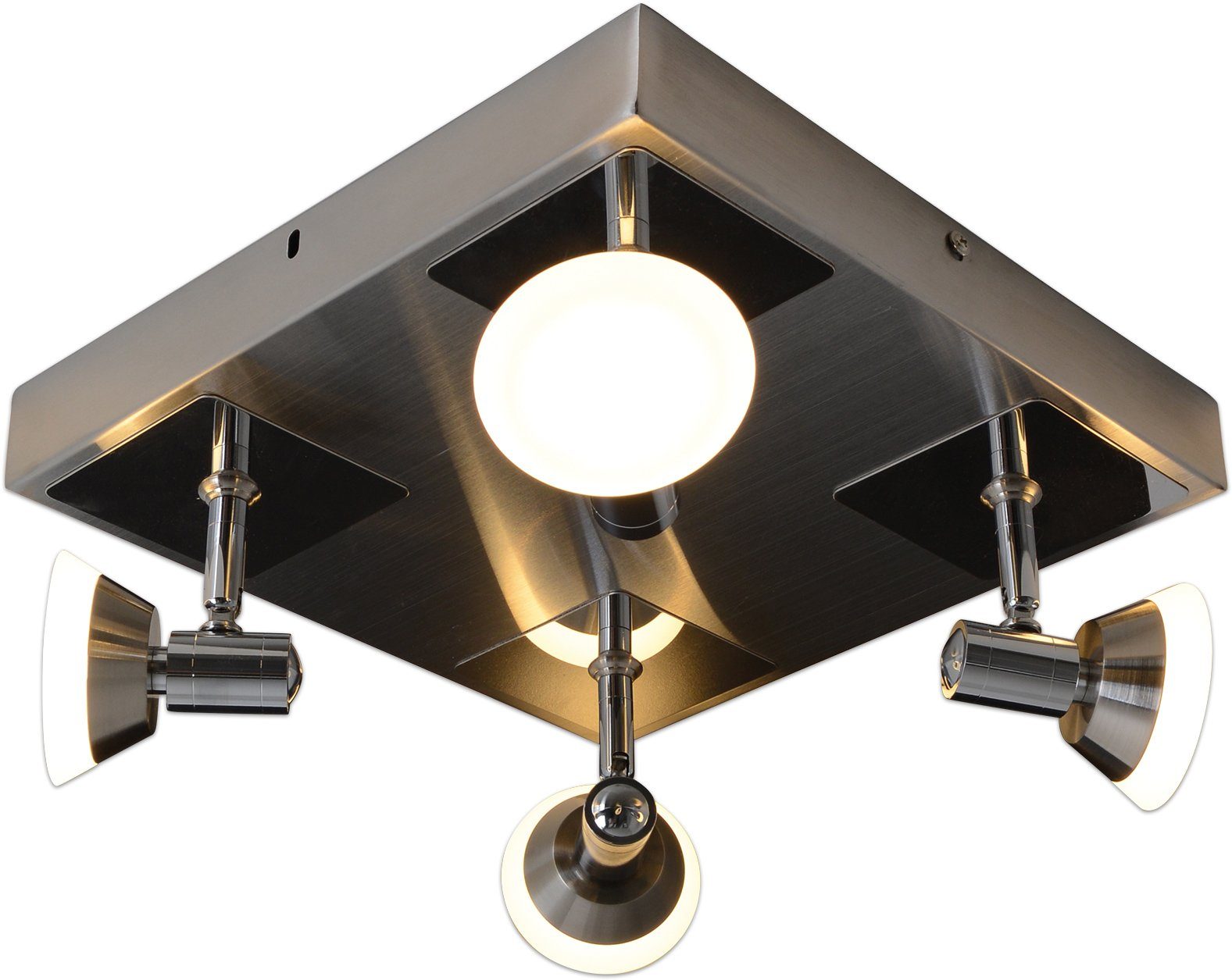 näve LED Deckenleuchte Jericho, LED fest integriert, Warmweiß, incl. Leuchtmittel 4x LED 20W, Metall/Glas, chrom