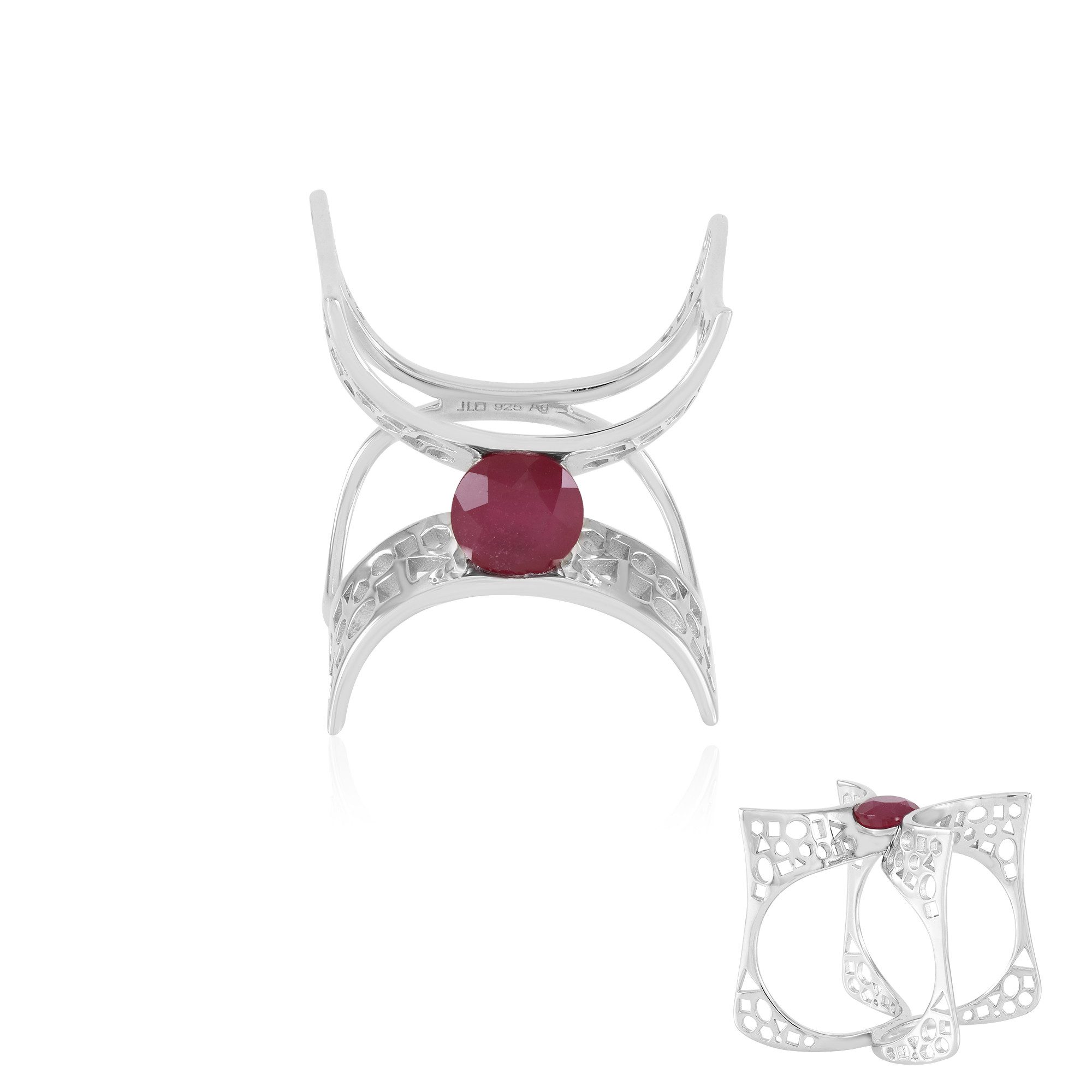 Cavill Solitärring Madagaskar Rubin Ring 1,70 ct, 925 Silber platin., modern, rot (1-tlg)