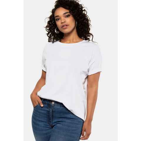 Studio Untold Rundhalsshirt Basic-Shirt relaxed überschnittene Schultern