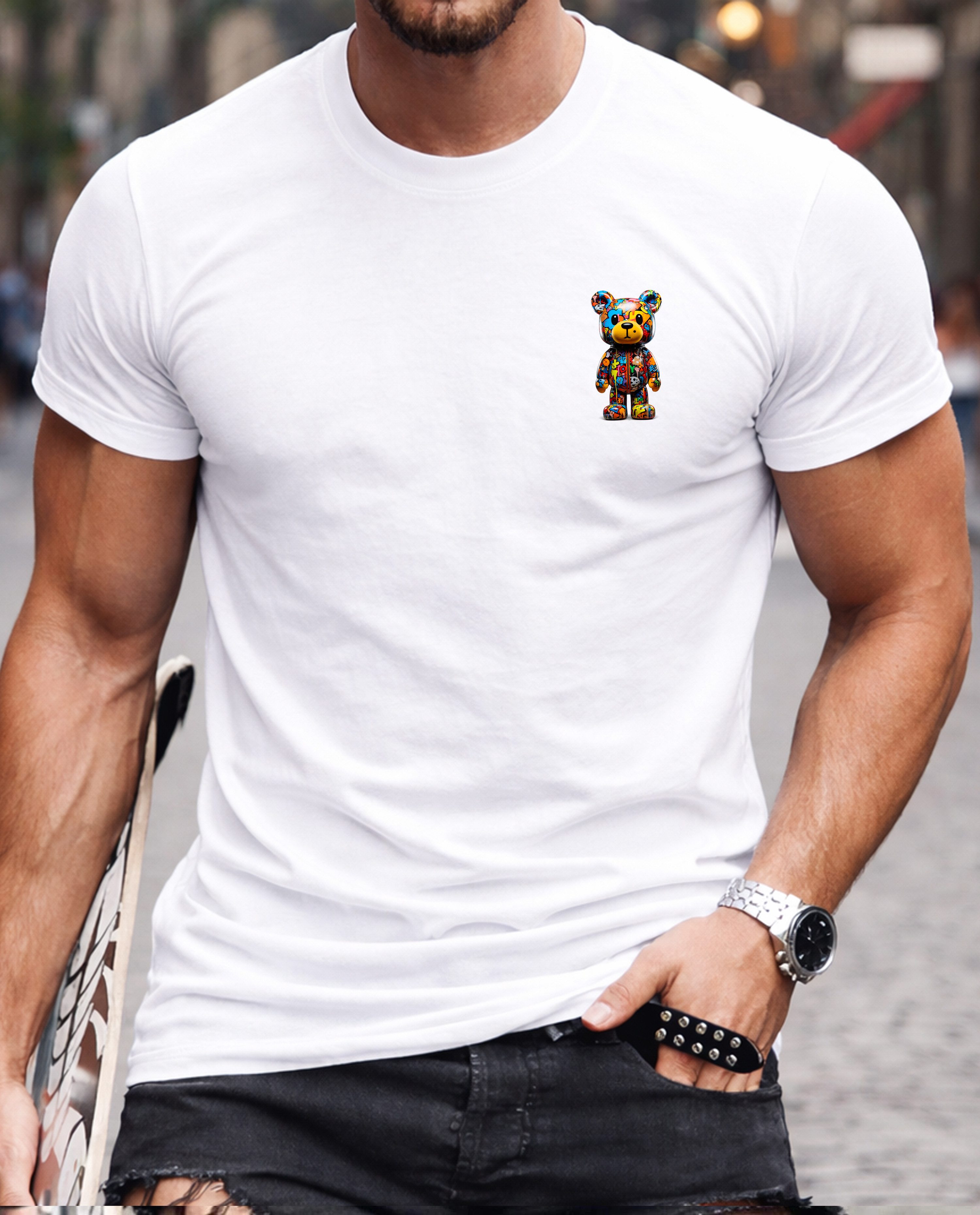 RMK T-Shirt Herren Shirt Rundhals Basic "Color Bär" aus Baumwolle günstig online kaufen