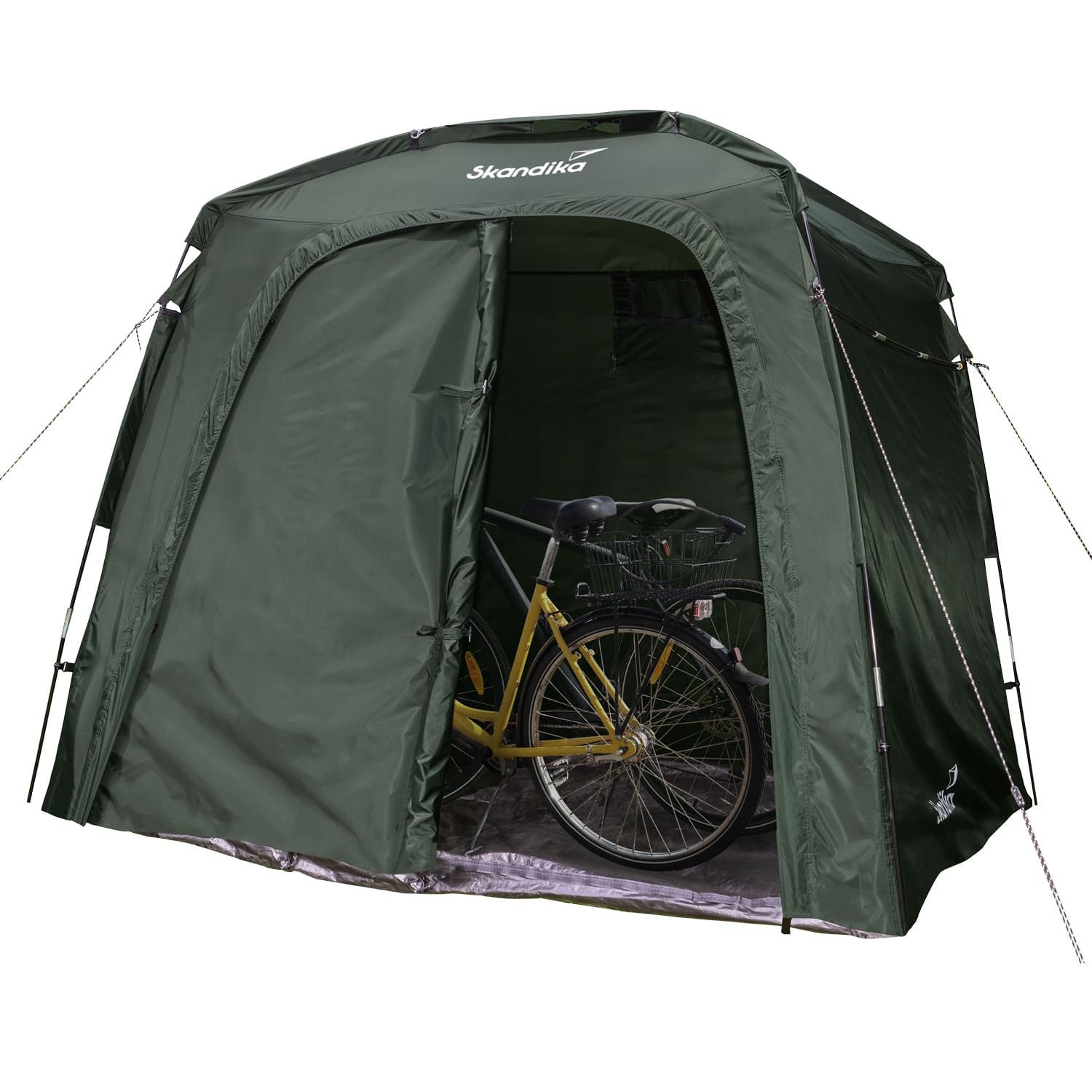 Skandika Gerätezelt Storage Tent L Fahrradgarage 1,7 m Stehhöhe, wasserdicht, (Haken für Campinglampe, Aufbewahrungstasche, UV-Schutz: 50), winterfest, mit Boden, Lagerzelt, Unterstand, Garten, Outdoor, Camping