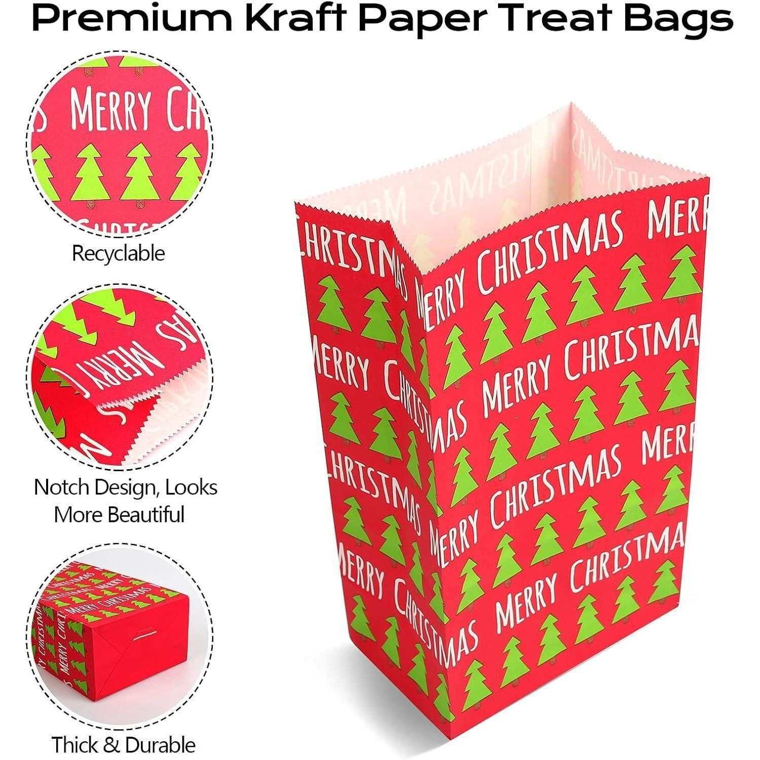 LuxusKollektion Packpapier Papiertüten Weihnachten Kraftpapier 50 Stück Aufkleber Bunt-50