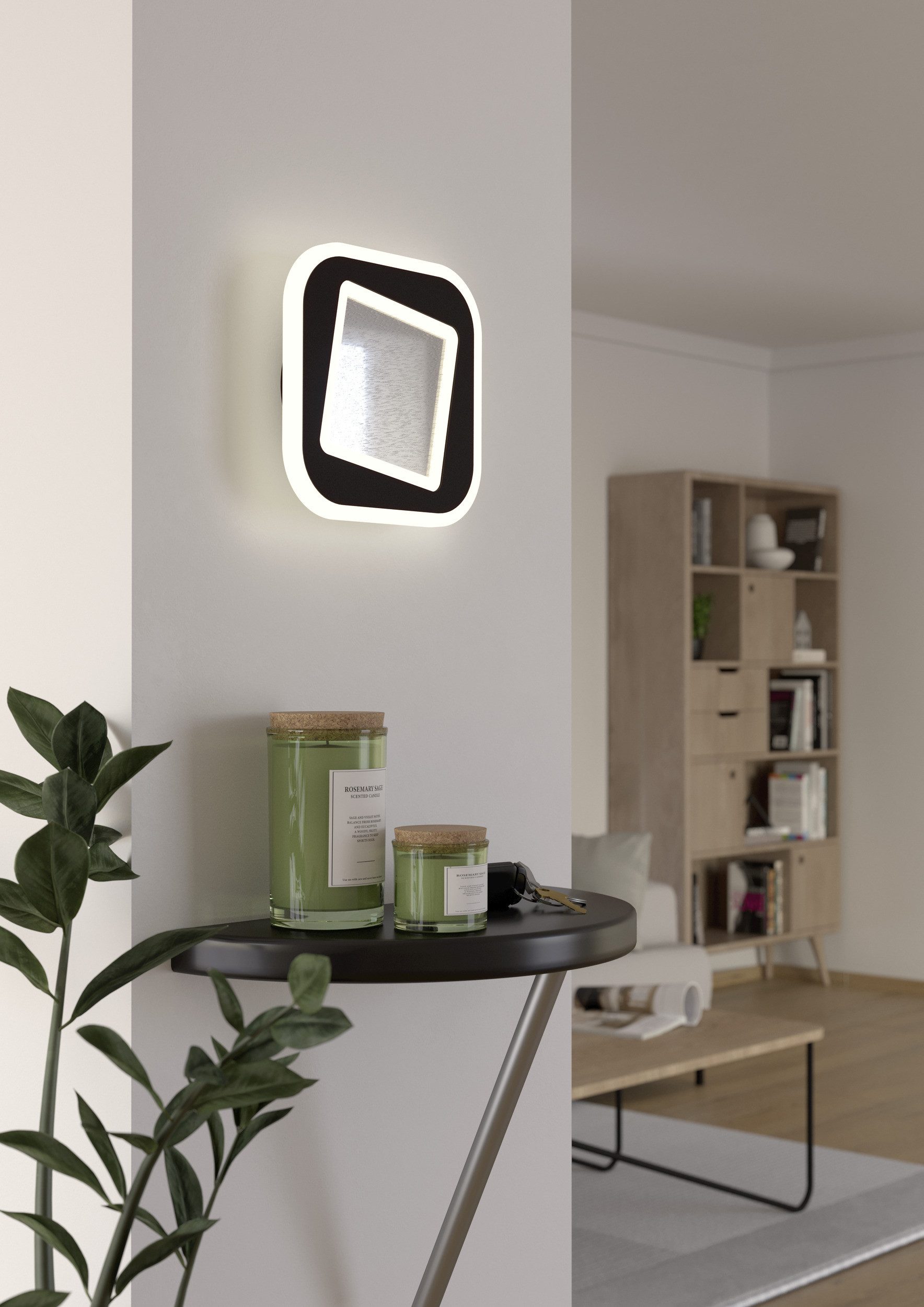 EGLO Wandleuchte MACCHIONI Wandlampe - Stahl, Kunststoff - LED - 12W - IP20, LED fest integriert, Neutralweiß, Wandstrahler, Wandspot, Wohnzimmer, Flur, L20 x B20 x AL4,5 cm