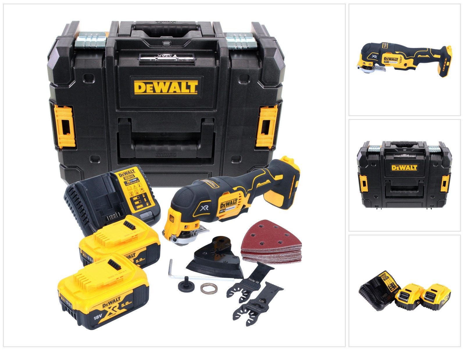 DeWalt Akku-Multifunktionswerkzeug DCS 355 P2 Akku Oszillierer Multitool 18 V Brushless + 2x Akku 5,0 Ah