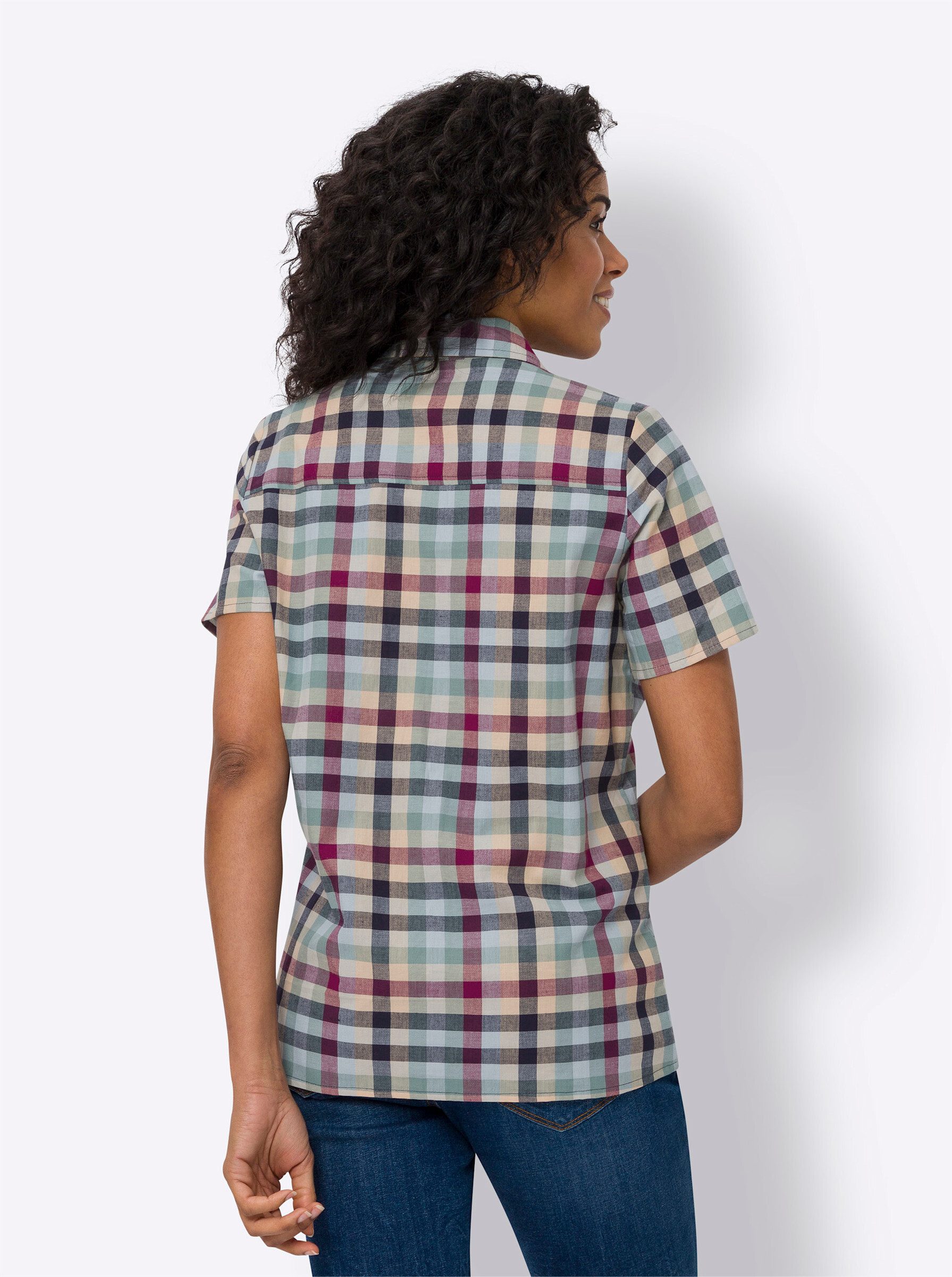 Sieh an! Klassische Bluse Karo-Bluse Kurzarm günstig online kaufen