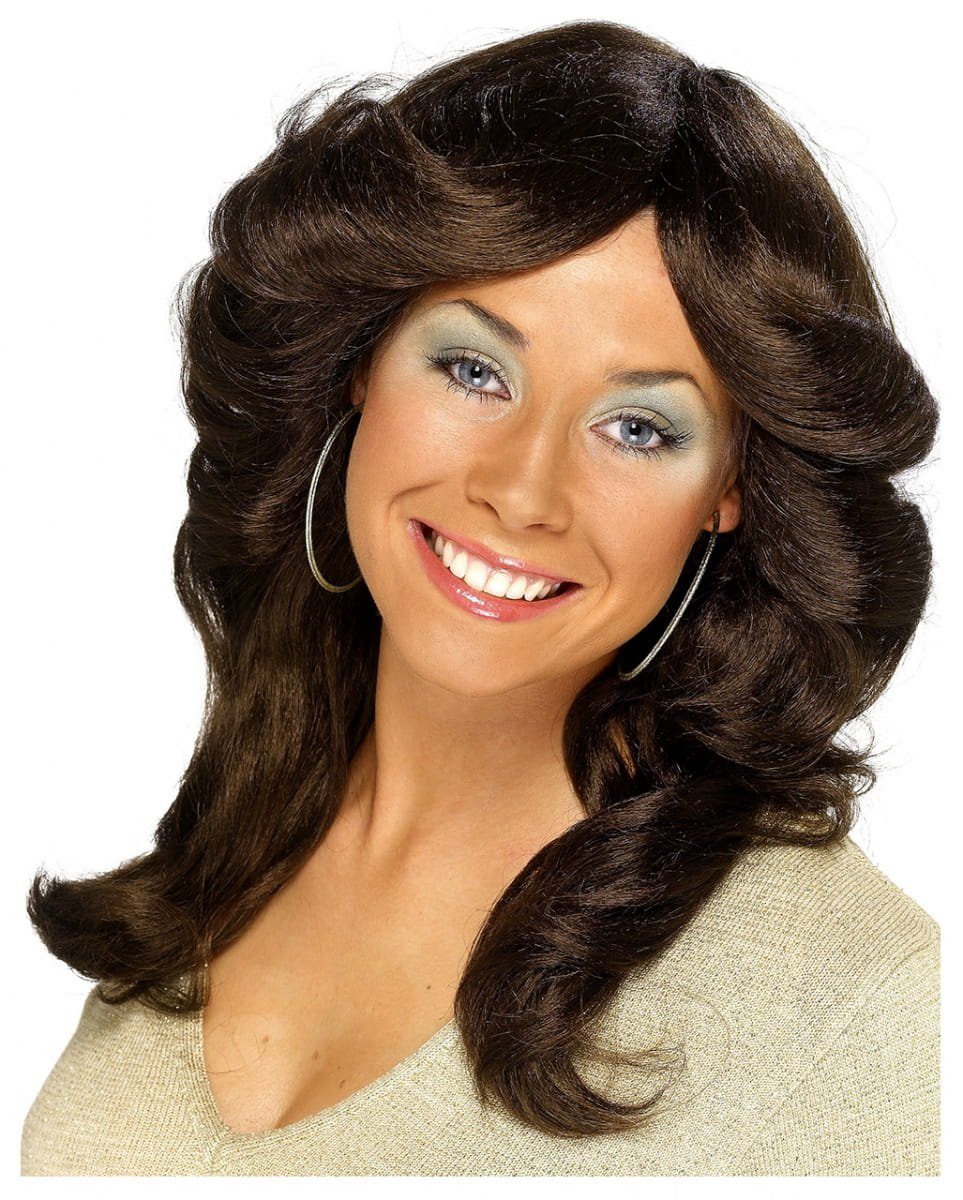 Kostüm-Perücke 70er Jahre Disco Queen Perücke Frida braun
