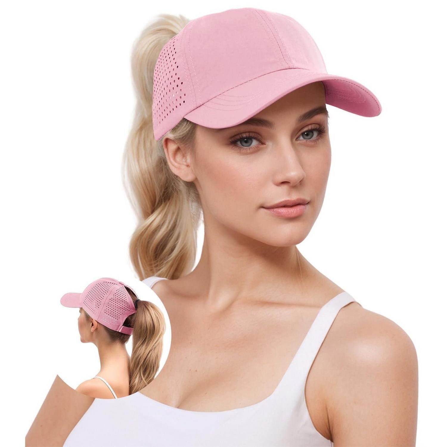 LuxusKollektion Baseball Cap Baseballkappe Damen Pferdeschwanz Mesh Wasserdicht Rosa