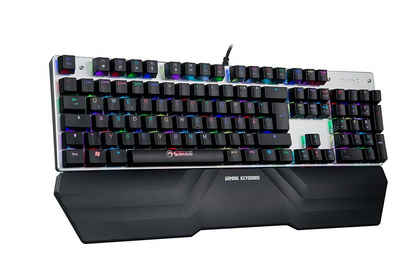 MARVO Gaming-Tastatur (Marvo Mechanische Gaming-Tastatur Multi-Color RGB - QWERTZ deutsches Tastatur-Layout - 7 Makrotasten - Marvo Scorpion Design mit USB-Kabel)