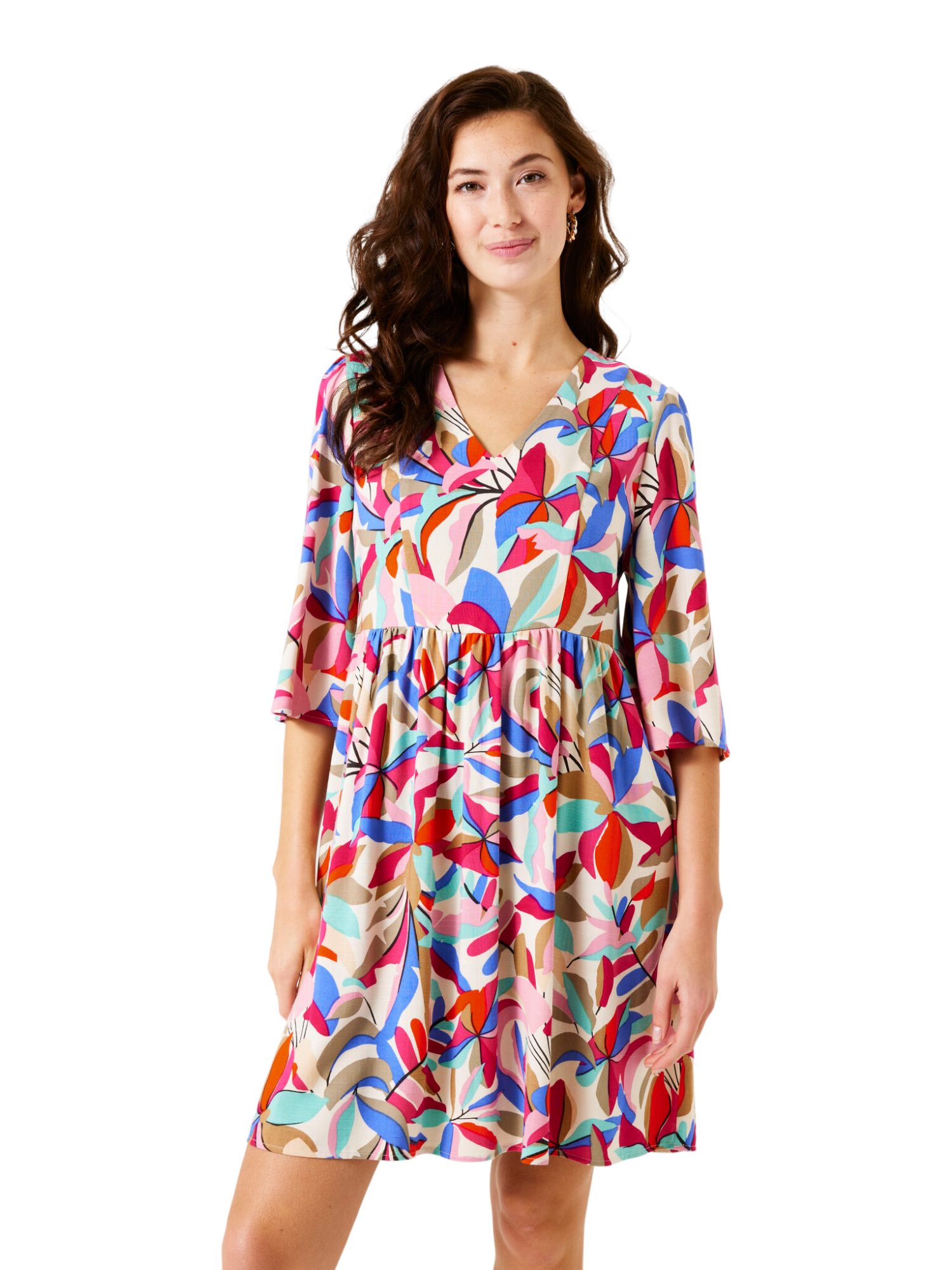 Garcia Partykleid bunt,Casual,Viskose,Floral,V-Ausschnitt,Kurz,Regular Fit