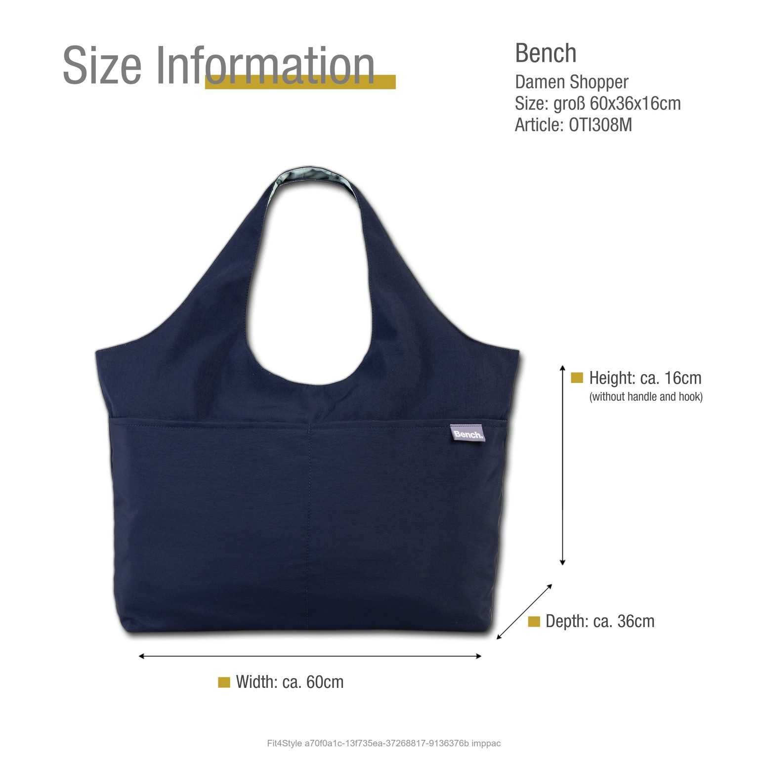 Bench. Shopper Bench Shopper Nylon washed blau (Shopper), Damen Shopper Nylon, washed, blau ca. 60cm x ca. 16cm