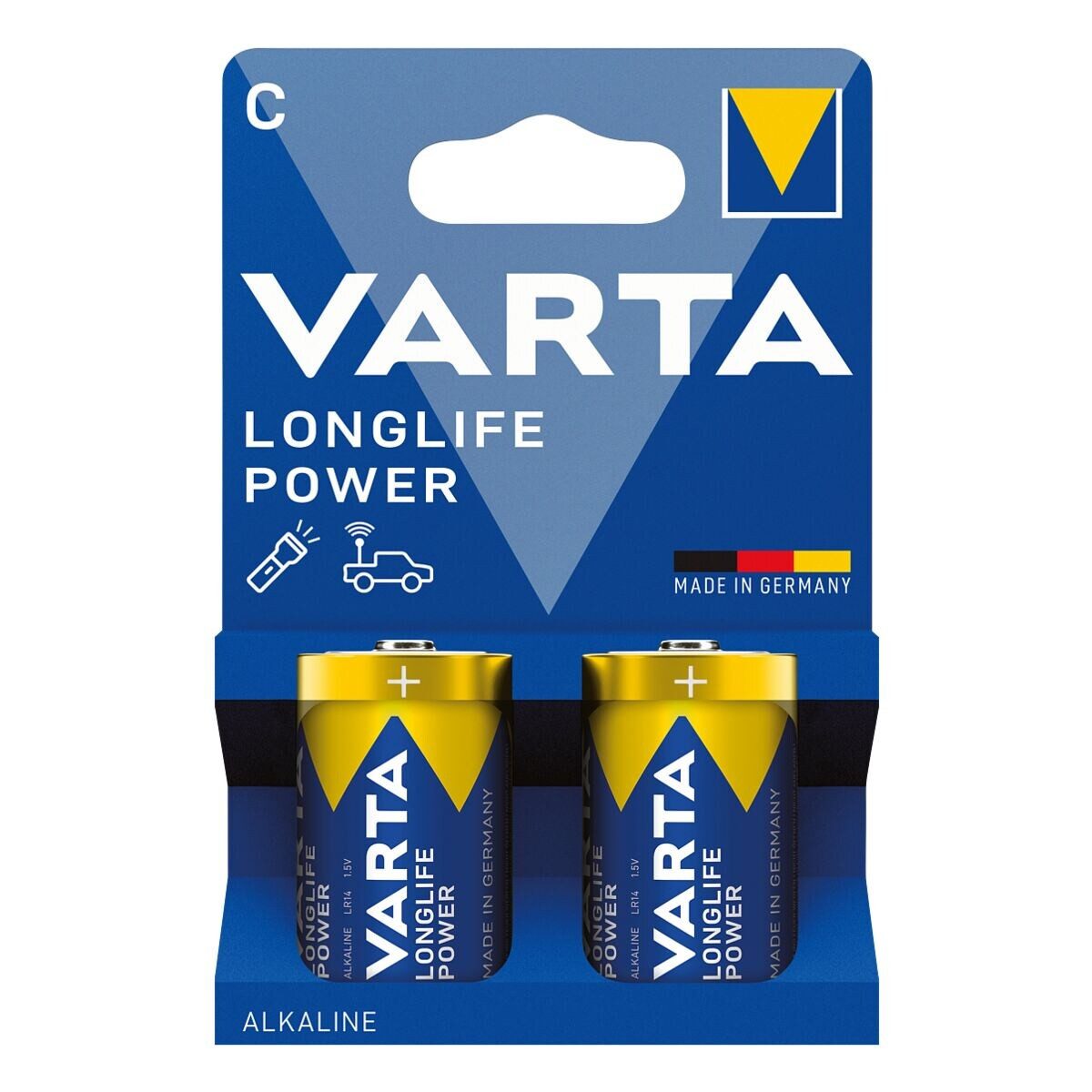 VARTA LONGLIFE Power Batterie, (1.5 V, 2 St), Baby / C / LR14, 1,5 V, Alkali