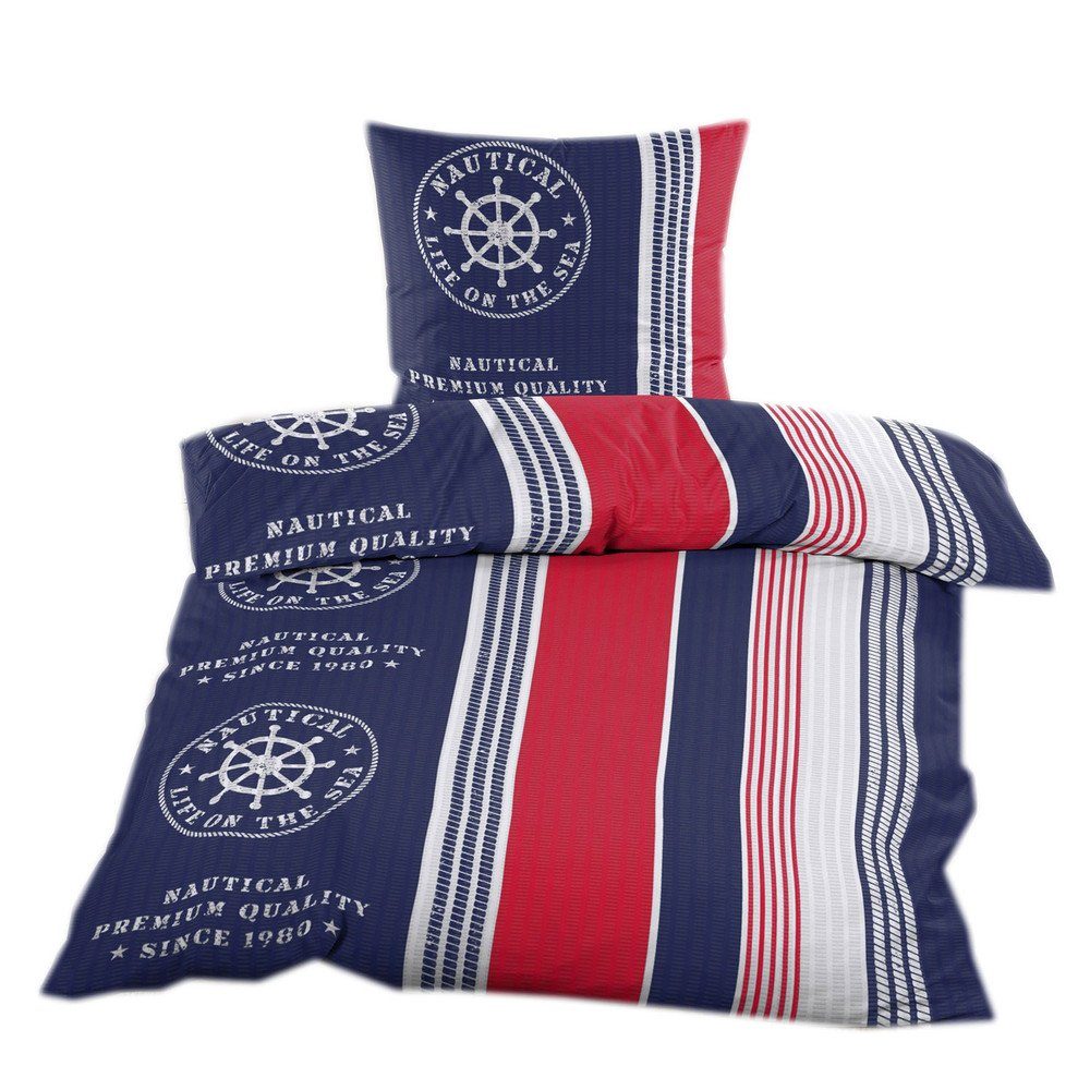 Casa Colori Bettwäsche Seersucker Garnitur 135x200 Reißverschluss in Blau R günstig online kaufen