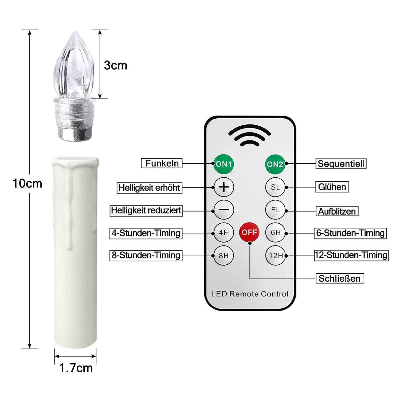 FIVMEN LED-Kerze LED Kerzen mit Batterie Enthalten Flameless Kerzen mit Tim günstig online kaufen