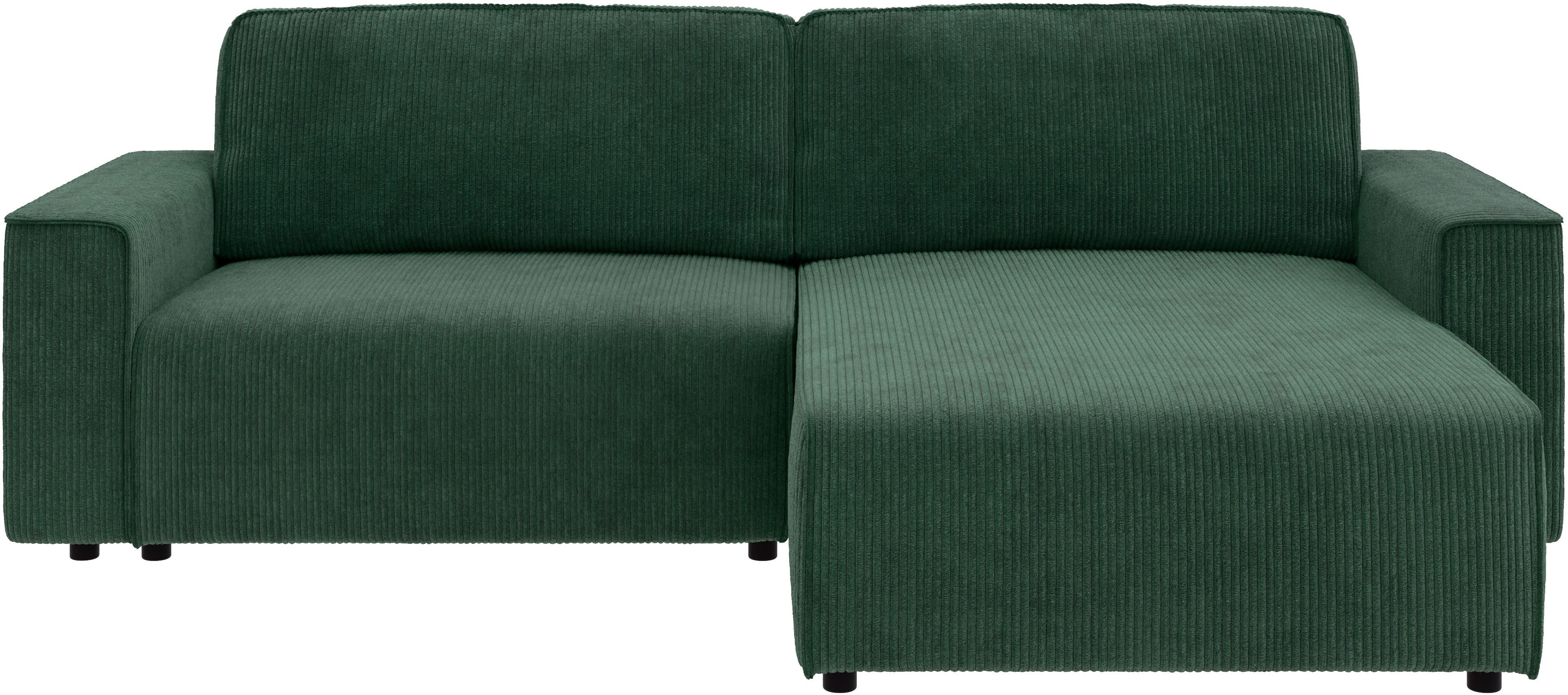 Home affaire Ecksofa Chance, Recamiere beidseitig montierbar, Schlaffunktion, Breite 265 cm, in Cordstoff HYPER, mit Schlaffunktion und Bettkasten