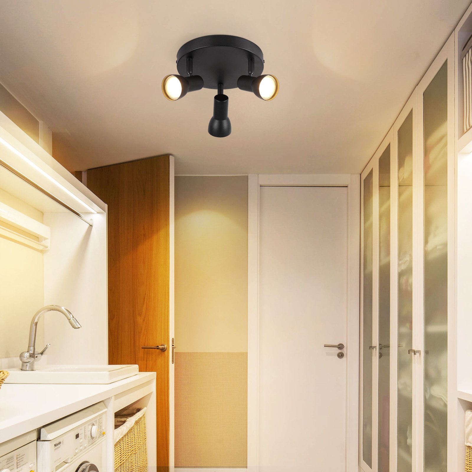 ZMH Deckenstrahler 2/3/4 Flammig-GU10 Deckenlampe 350° Drehbar für Wohnzimmer Küche, ohne Leuchtmittel, Modern Design Strahler Innen GU10 Deckenspots – Bild 5 von 5