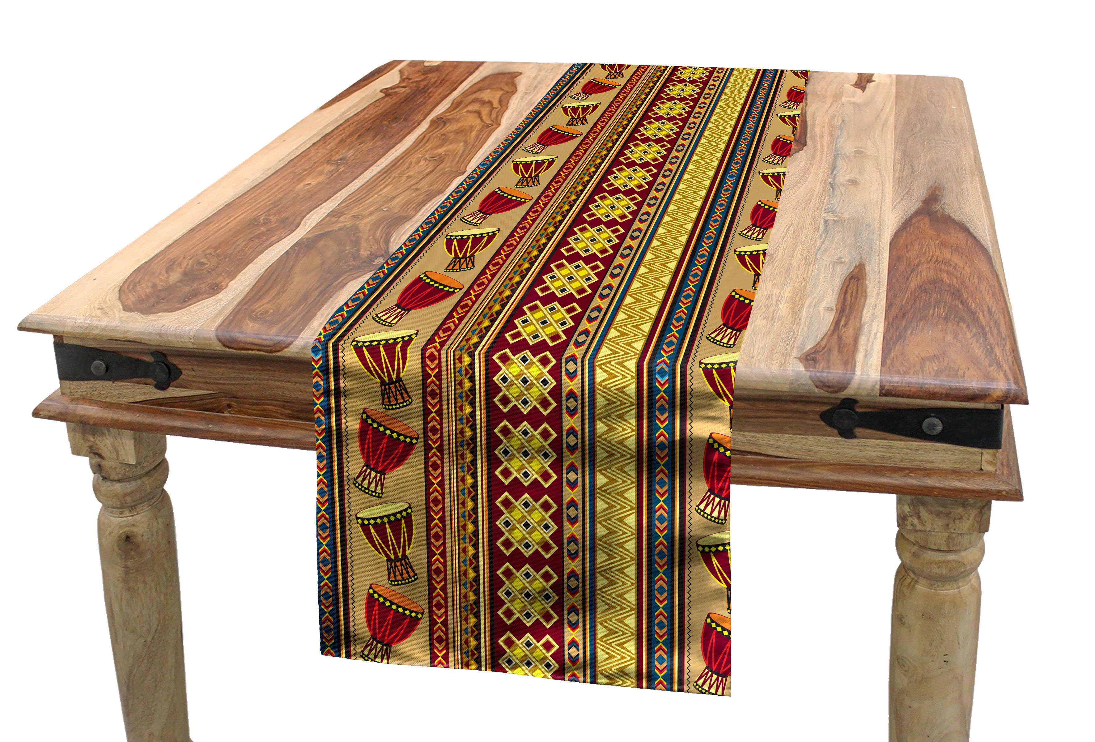 Djembe Rechteckiger Abakuhaus Tischläufer Küche Geometric Drums afrikanisch Tischläufer, Dekorativer Esszimmer