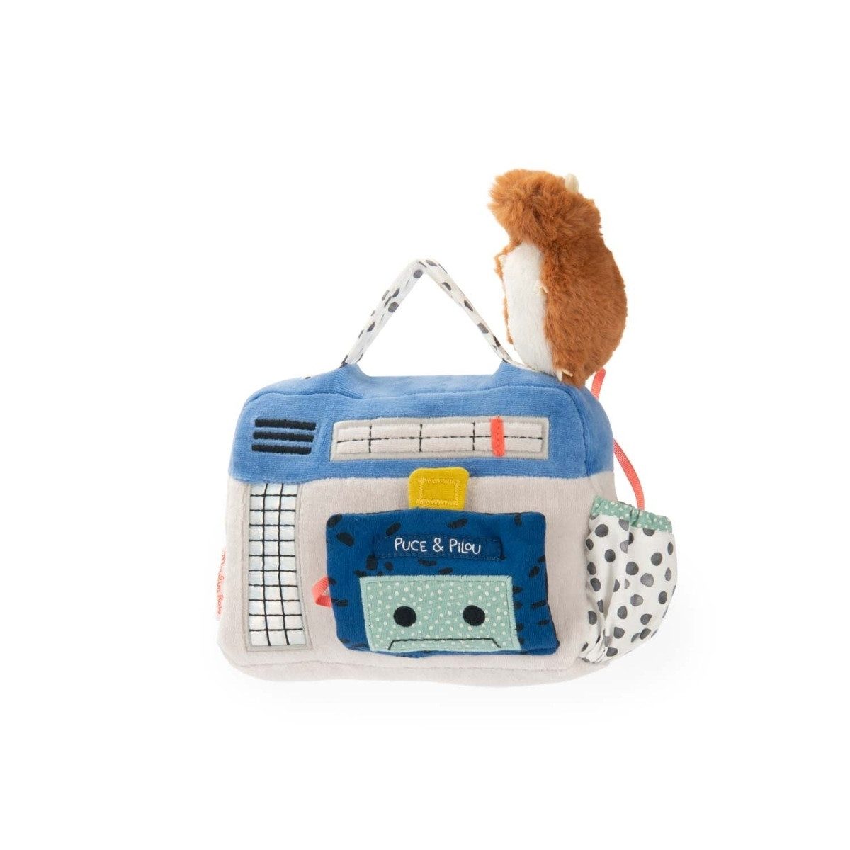 Moulin Roty Spieluhr Puce&Pilou Spieluhr Kassettenrekorder Musikspieluhr für Babys zum, (1-tlg), Spieluhr mit Melodie