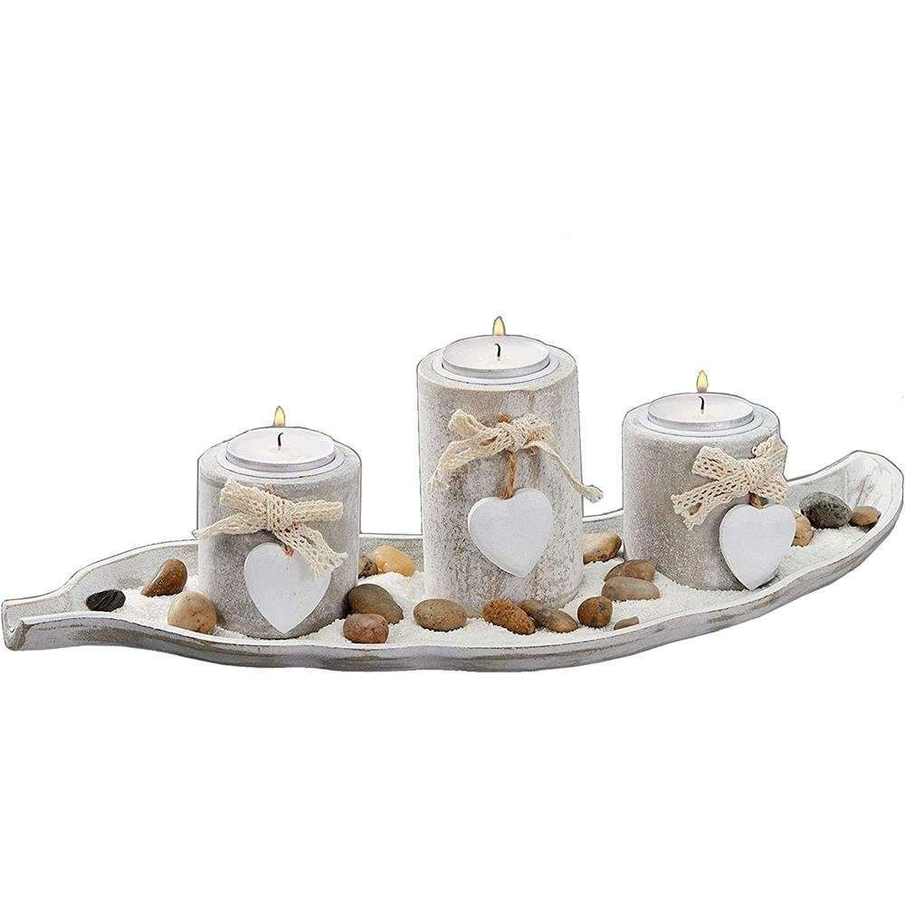 Teelichthalter mit Tablett Set Antik