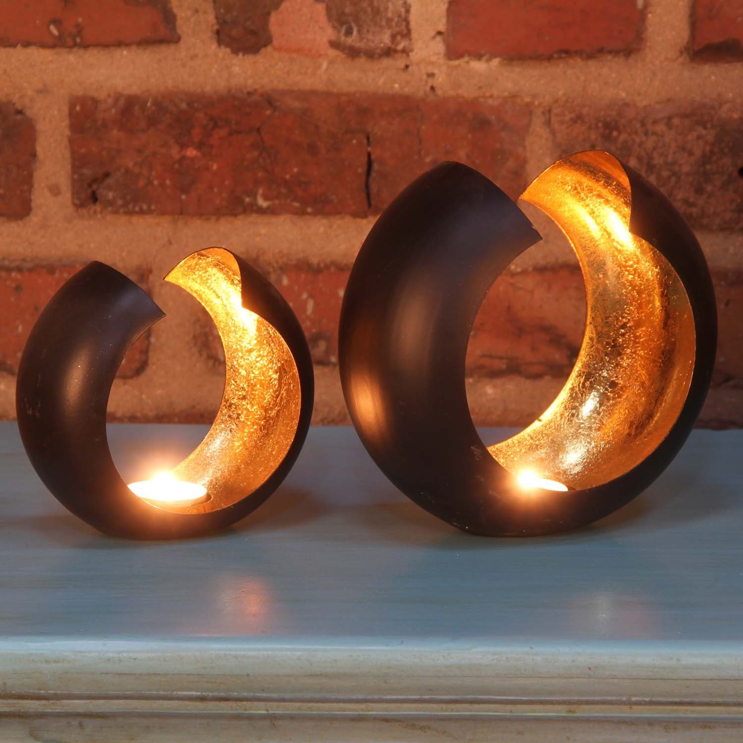 Casa Moro Teelichthalter Orientalisches Windlicht 2er Set Charu Gold Schwar günstig online kaufen