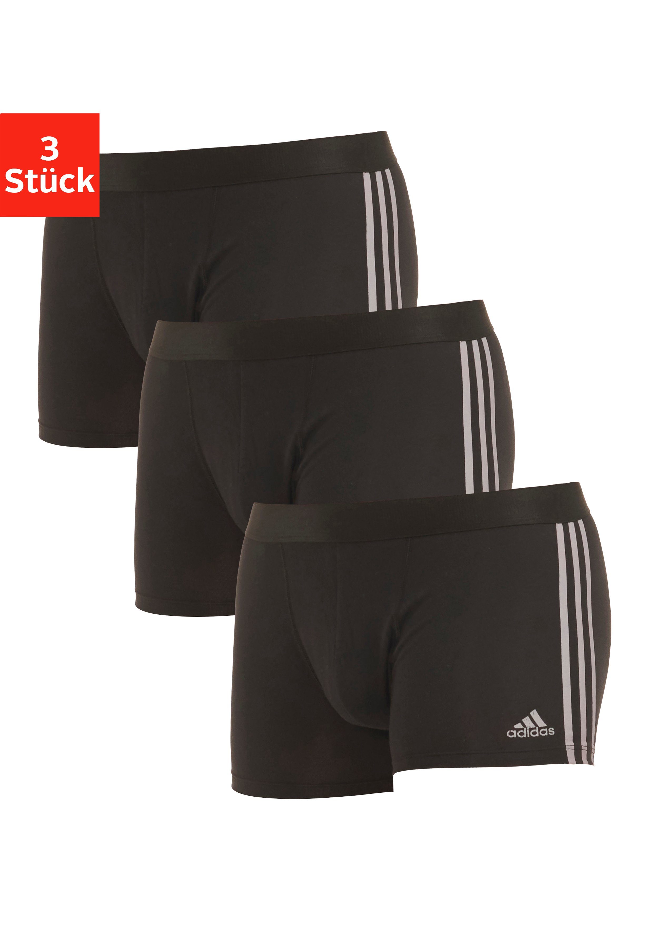 typischem 3-Streifen-Design Unterhose adidas (3er-Pack) Sportswear Boxer mit schwarz kontrastfarbigen