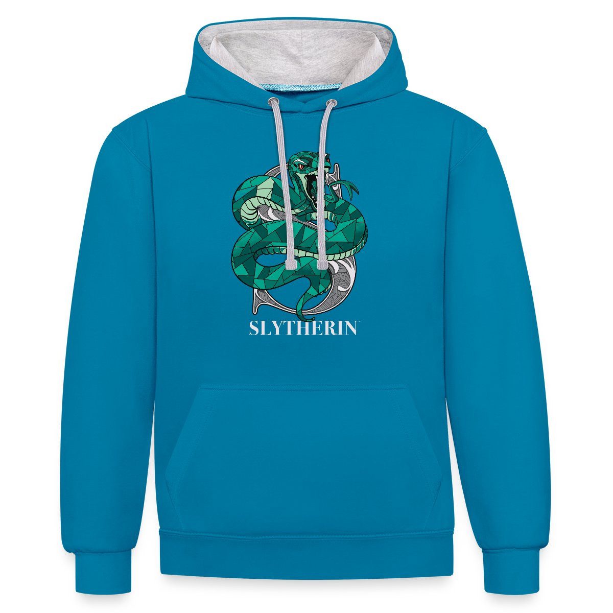Hoodie Harry Potter Slytherin Wappen Monochrom Unisex Kontrast Hoodie