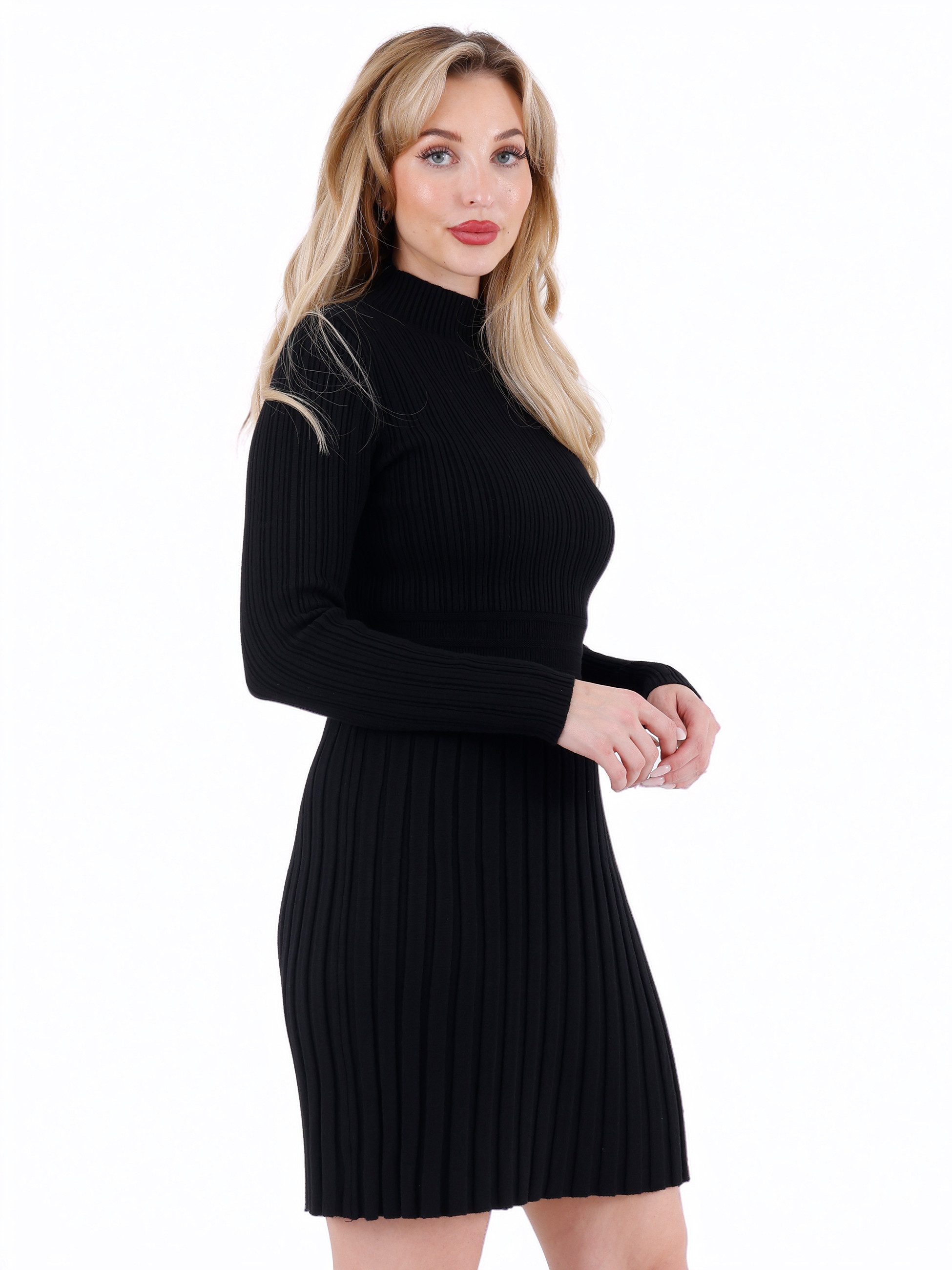 YC Fashion & Style Strickkleid Rippenstrick-Kleid mit Stehkragen – One Size günstig online kaufen