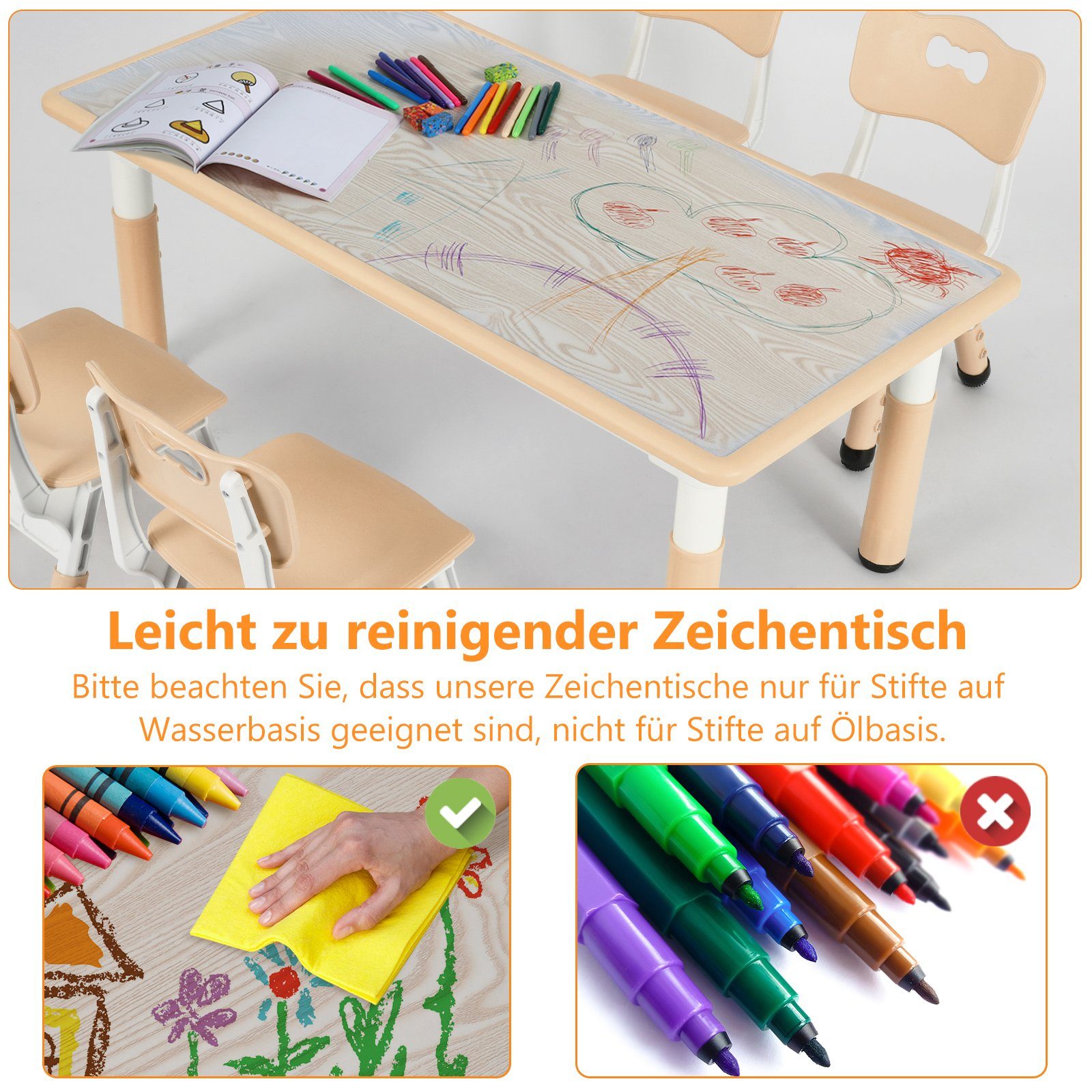 FIVMEN Kindertisch Mit 4 Stühlen Plastik Kindersit Produktbild-Vorschau 7