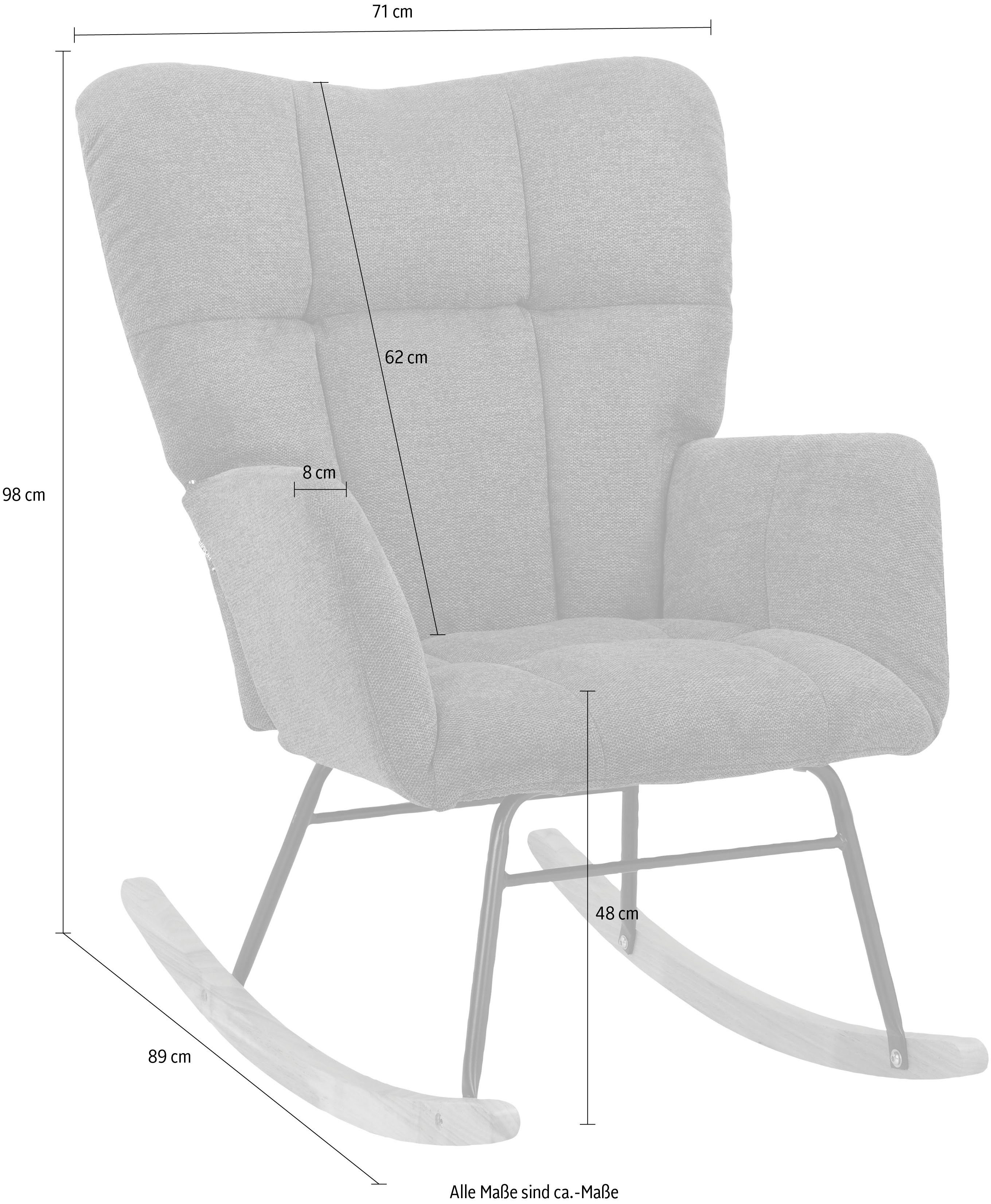 INOSIGN Schaukelsessel Anika (1-St), Sitz cm Beine und Metall Rücken aus und gepolstert, 48 Sitzhöhe Holz