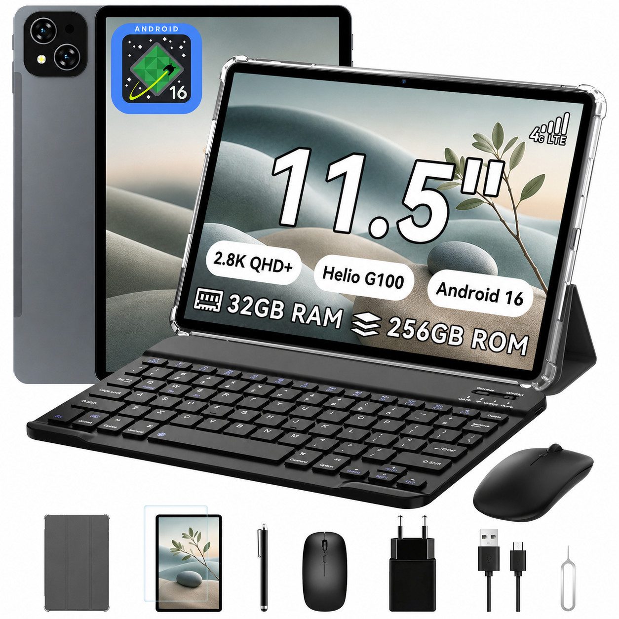 blackview KINGRID 11,5" 2.8K Display Android 16 4G LTE 256GB Tablet (11.5", 256 GB, Android16, 4G LTE, 8000mAh, Gemini AI, 2800x1840, Octa- Core G100, Widevine L1)