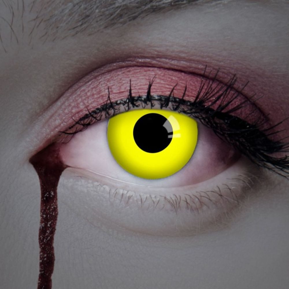 aricona Farblinsen Farbige Kontaktlinsen Halloween Gelb Zombie Kostüm Karneval Dämonen, ohne Stärke, 2 Stück