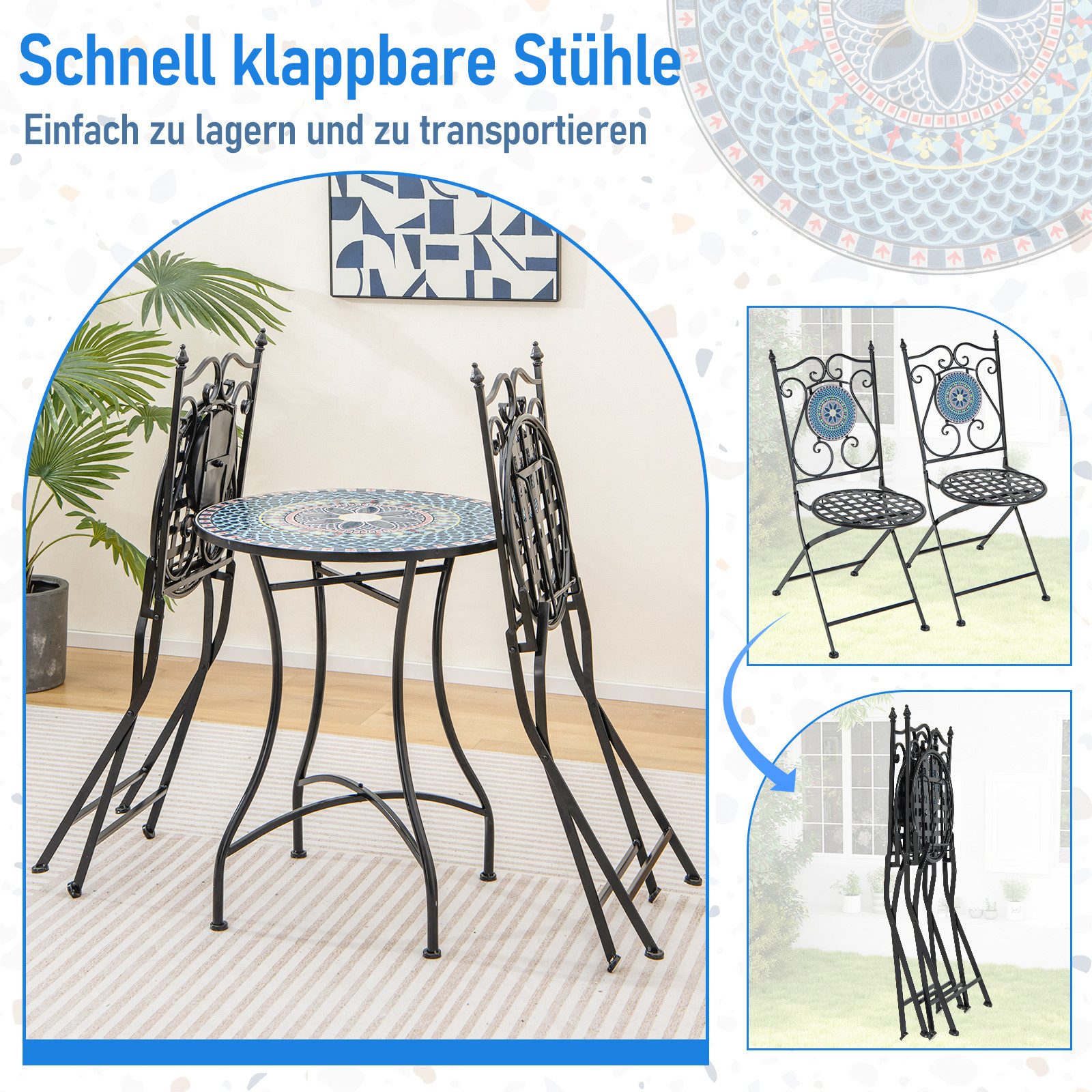 COSTWAY Balkonset Bistro-Set, (2-tlg), inkl. 2 günstig online kaufen