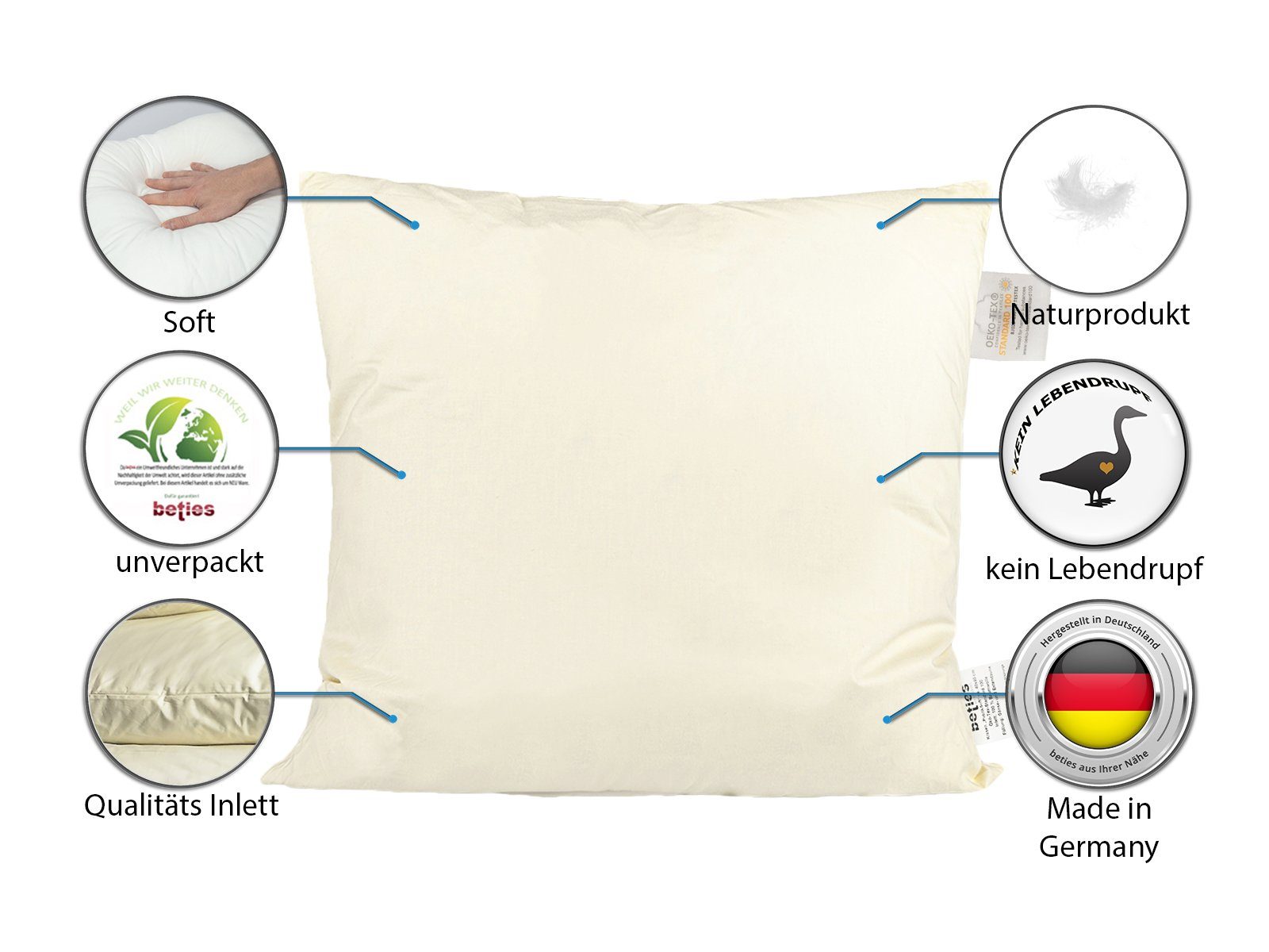 beties Daunenkissen PublikSoft, Füllung: 70% Daunen 30% Federn, Bezug: Baum günstig online kaufen