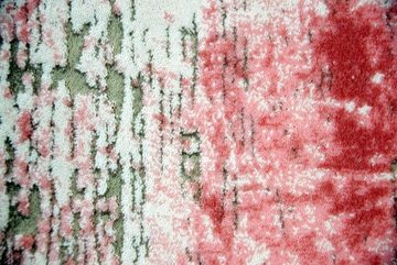 Wollteppich Moderner Teppich Wollteppich Vintage Used-Look mit Fransen rosa creme beige, Carpetia, rechteckig, Höhe: 11 mm, Maschinengewebt