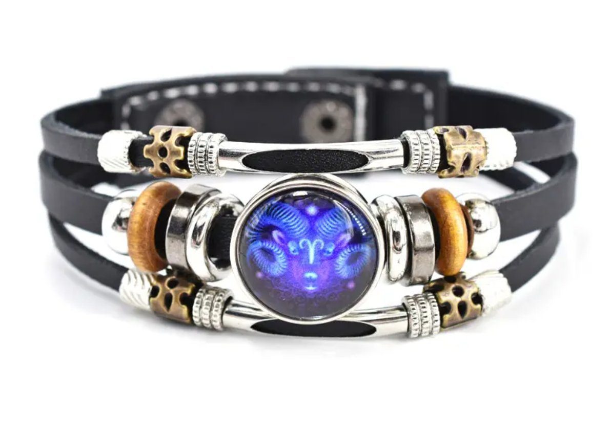 Stelby Armband mit Gravur Armband Sternzeichen Widder mit 3D Gravur im Glas (Weihnachtsgeschenk, Geburtstagsgeschenk, Valentinstaggeschenk, modern, minimalistisch), langlebig, pflegeleicht, unisex