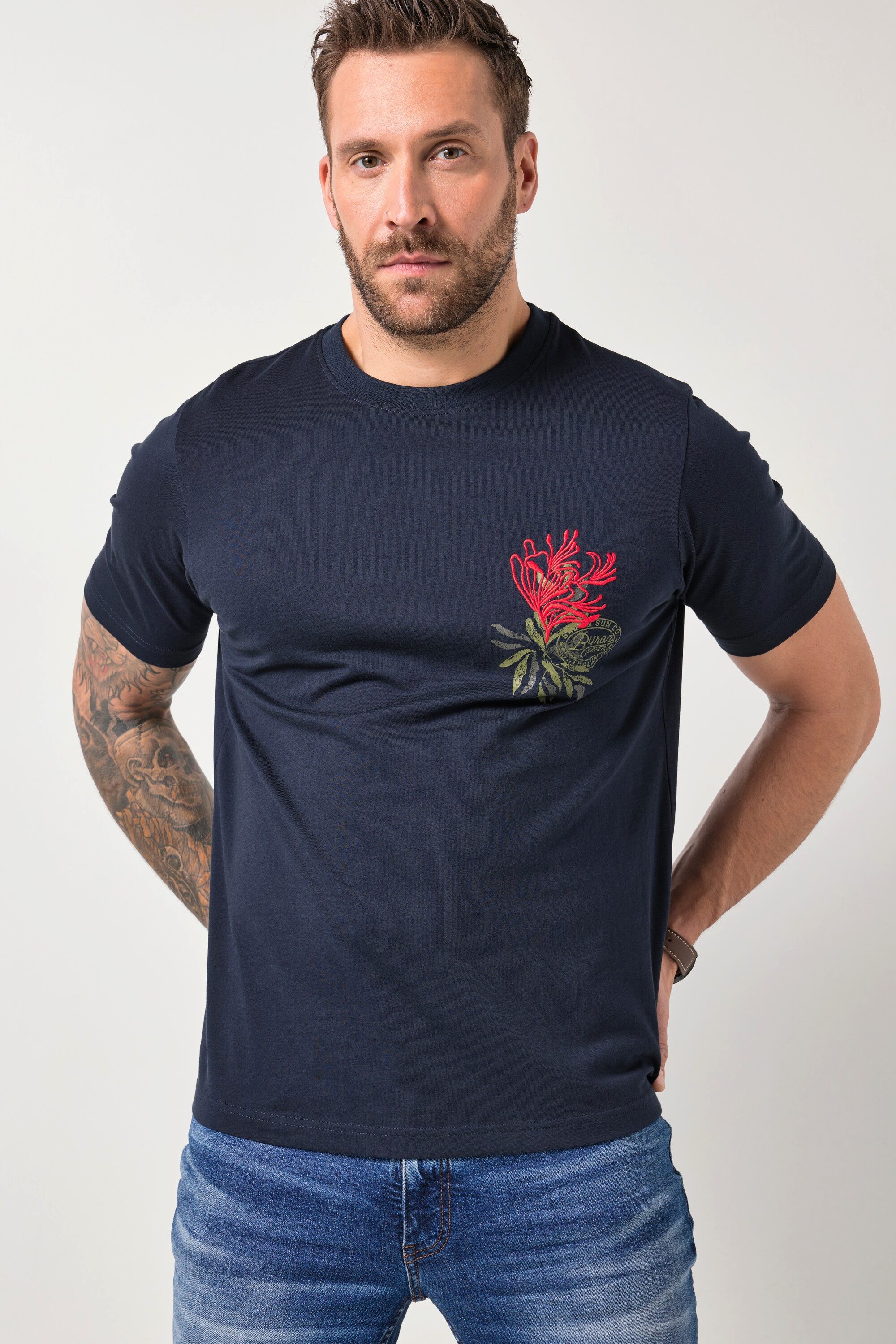 T-Shirt T-Shirt Halbarm Brustprint bis 8 XL