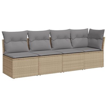 vidaXL Loungesofa Gartensofa mit Kissen 4-Sitzer Beige Poly Rattan