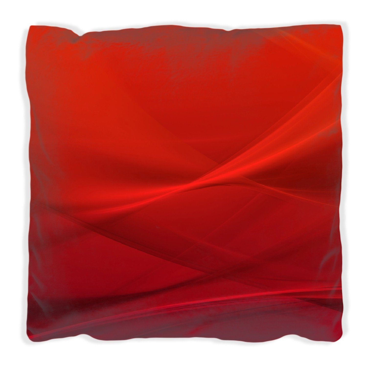 Wallario Dekokissen Abstrakte rotes Muster - roter Stoff, handgenäht