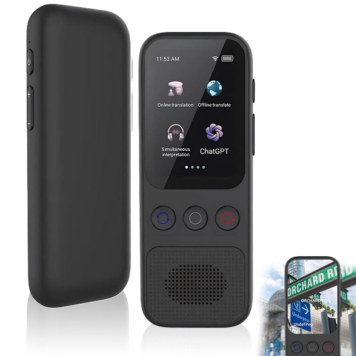 MOPUEA Sprachcomputer Sprachcomputer Tragbares intelligentes Sprachübersetzungsgerät schwarz, 138 Sprachen,mit Echtzeit-, Offline- und Fotoübersetzungen