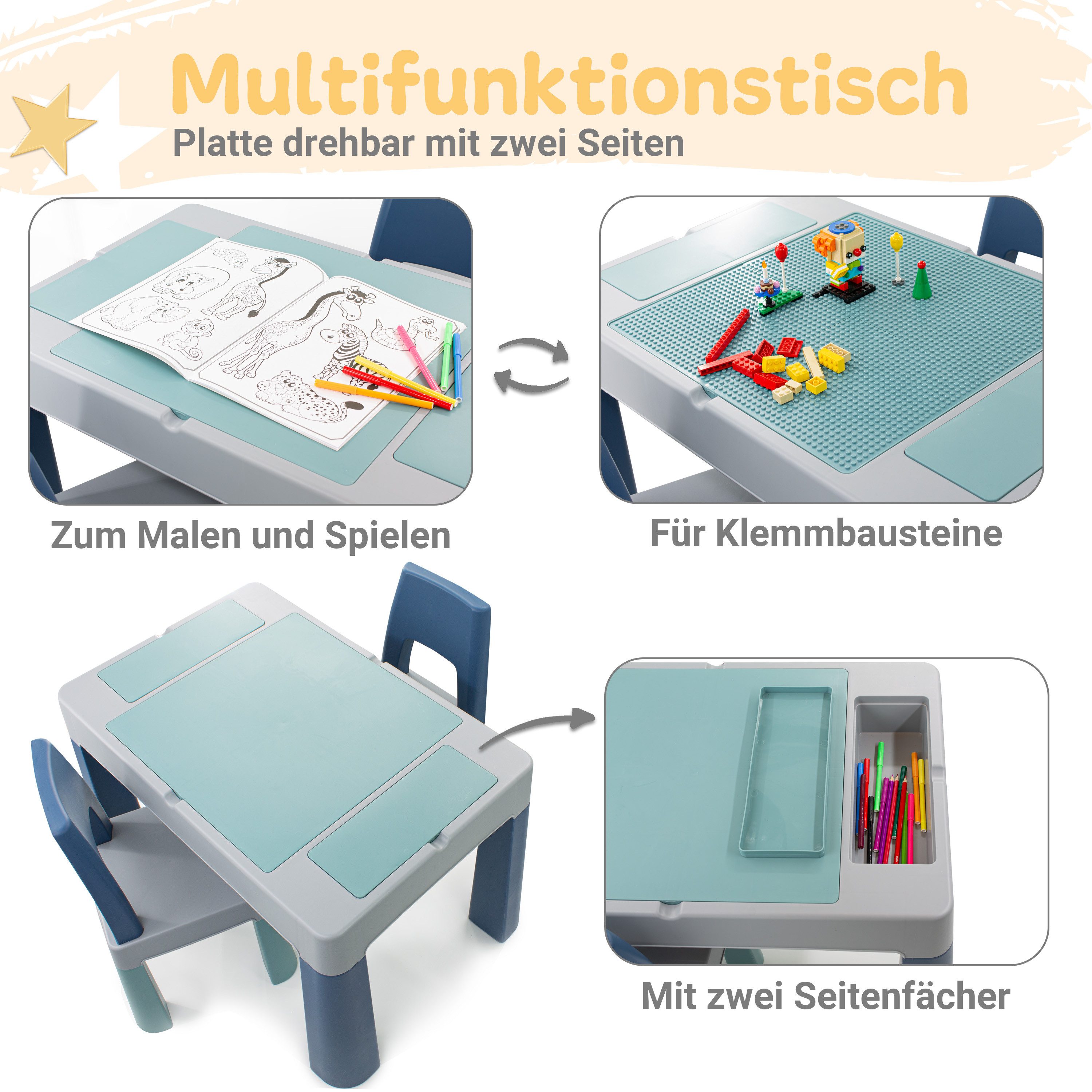 Babykajo Spieltisch, (Set, 3-tlg), Kindertisch mit 2 stühlen - Spieltisch f günstig online kaufen