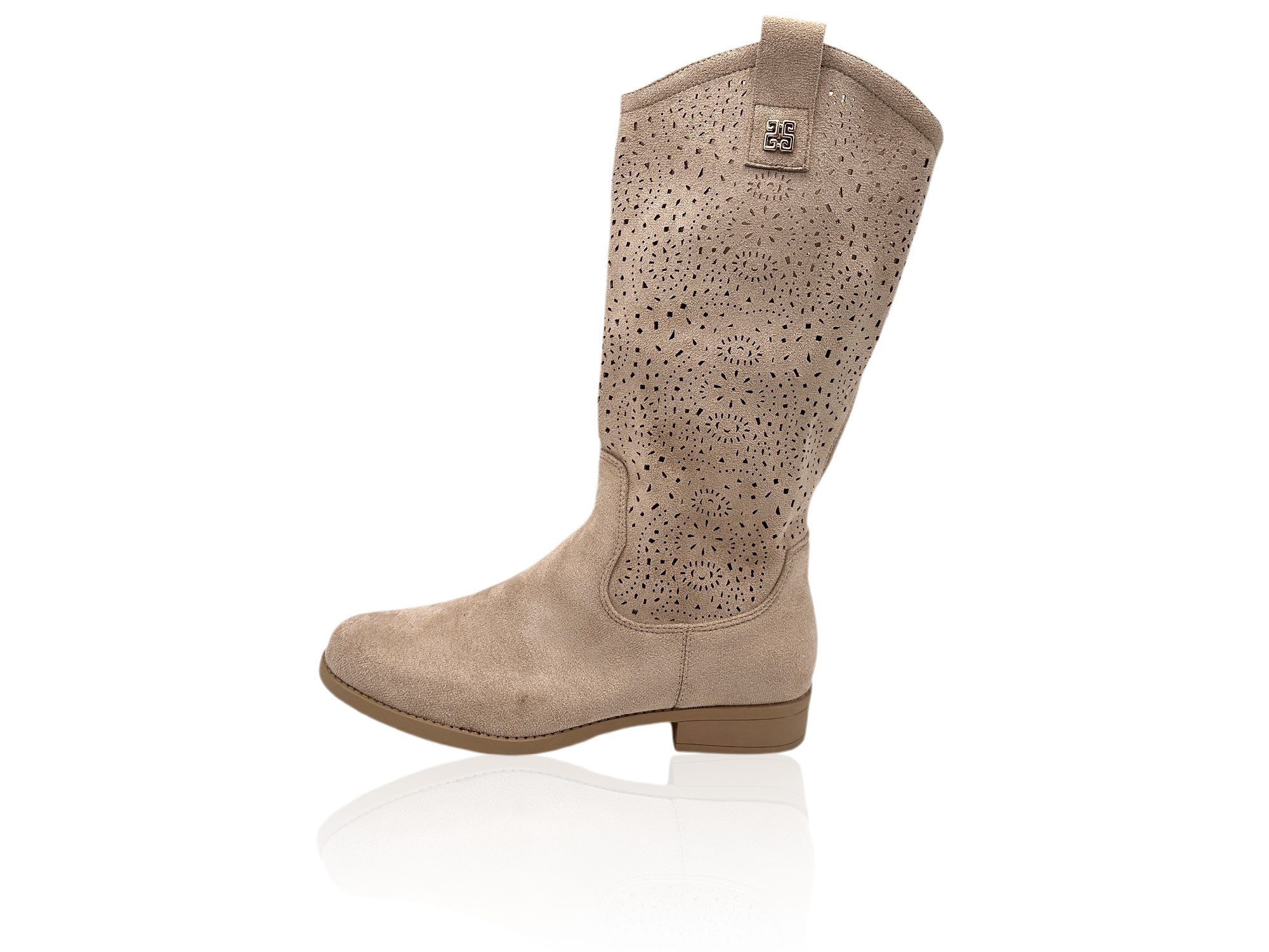 Nowaland Damen Stiefel mit Lochmuster und Blockabsatz Stiefel Dekoratives Lochmuster · Atmungsaktiv · Bequemer Blockabsatz