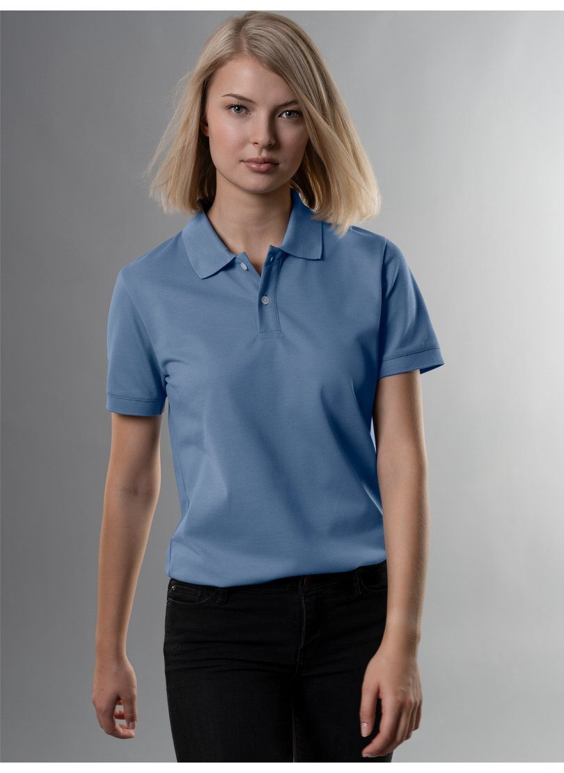 Trigema DELUXE-Piqué Poloshirt Slim Poloshirt pearl-blue TRIGEMA aus Fit