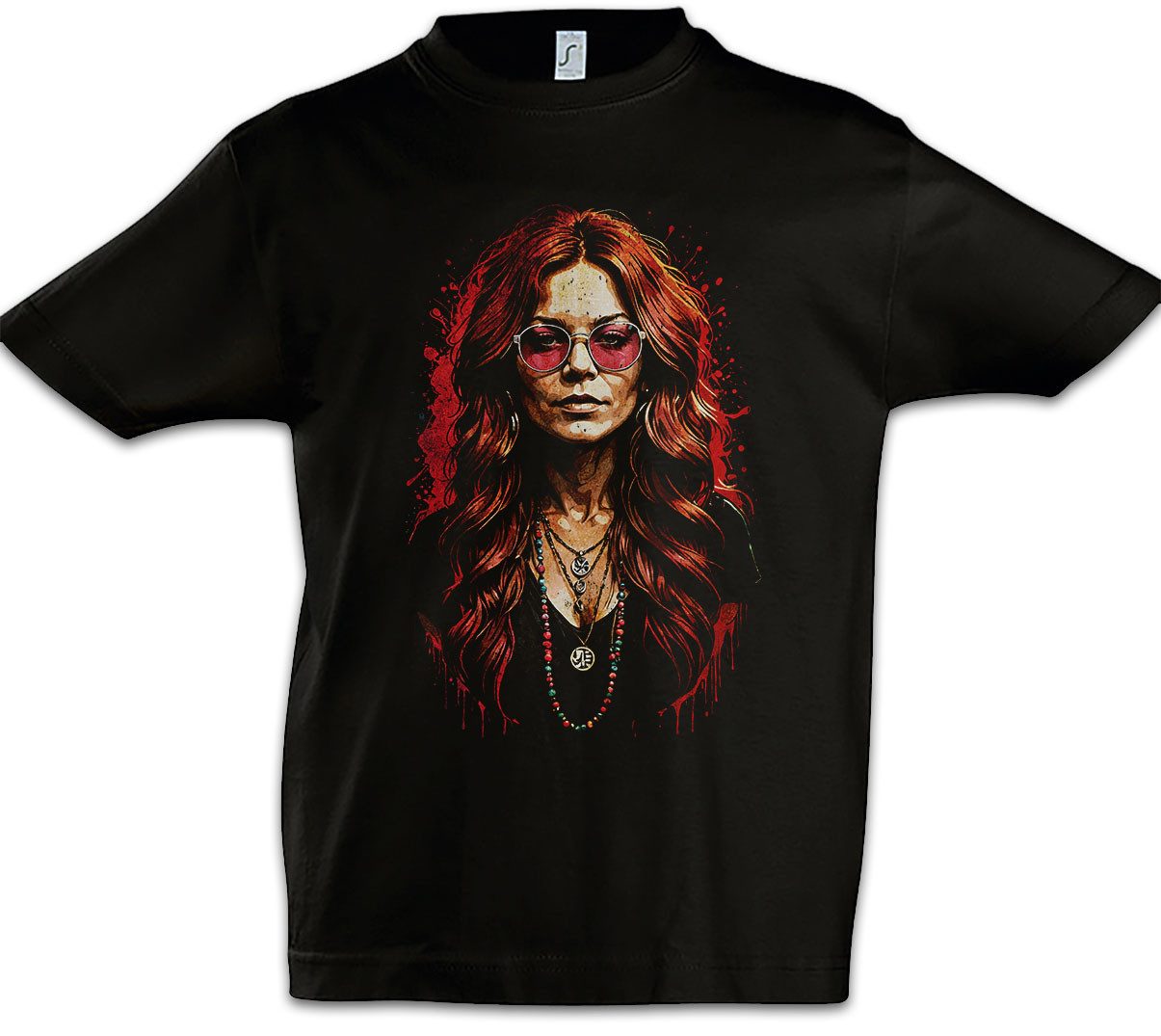 Print-Shirt Rock & Liquor Queen Kinder T-Shirt Joplin Shirt Woodstock Psychedelic