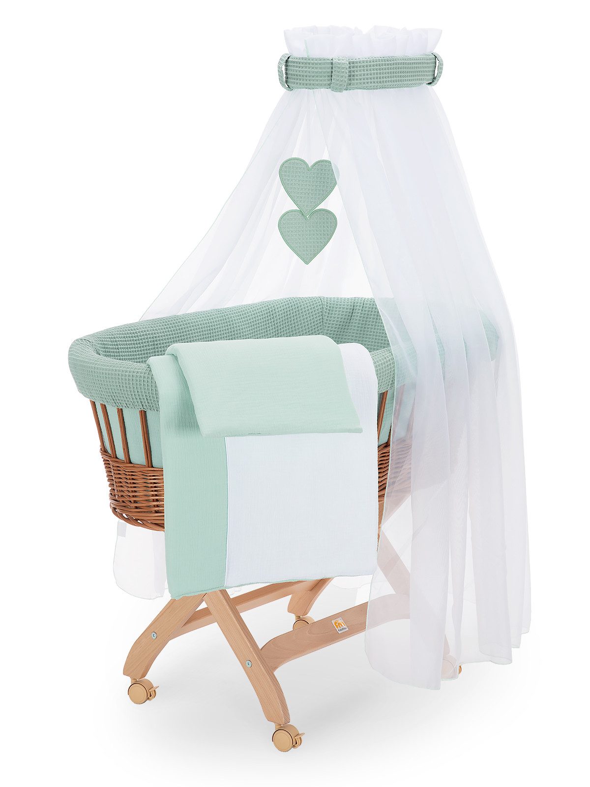 FabiMax Stubenwagen naturbelassen, Komplettset, Musselin & Waffelpiqué, Ink günstig online kaufen