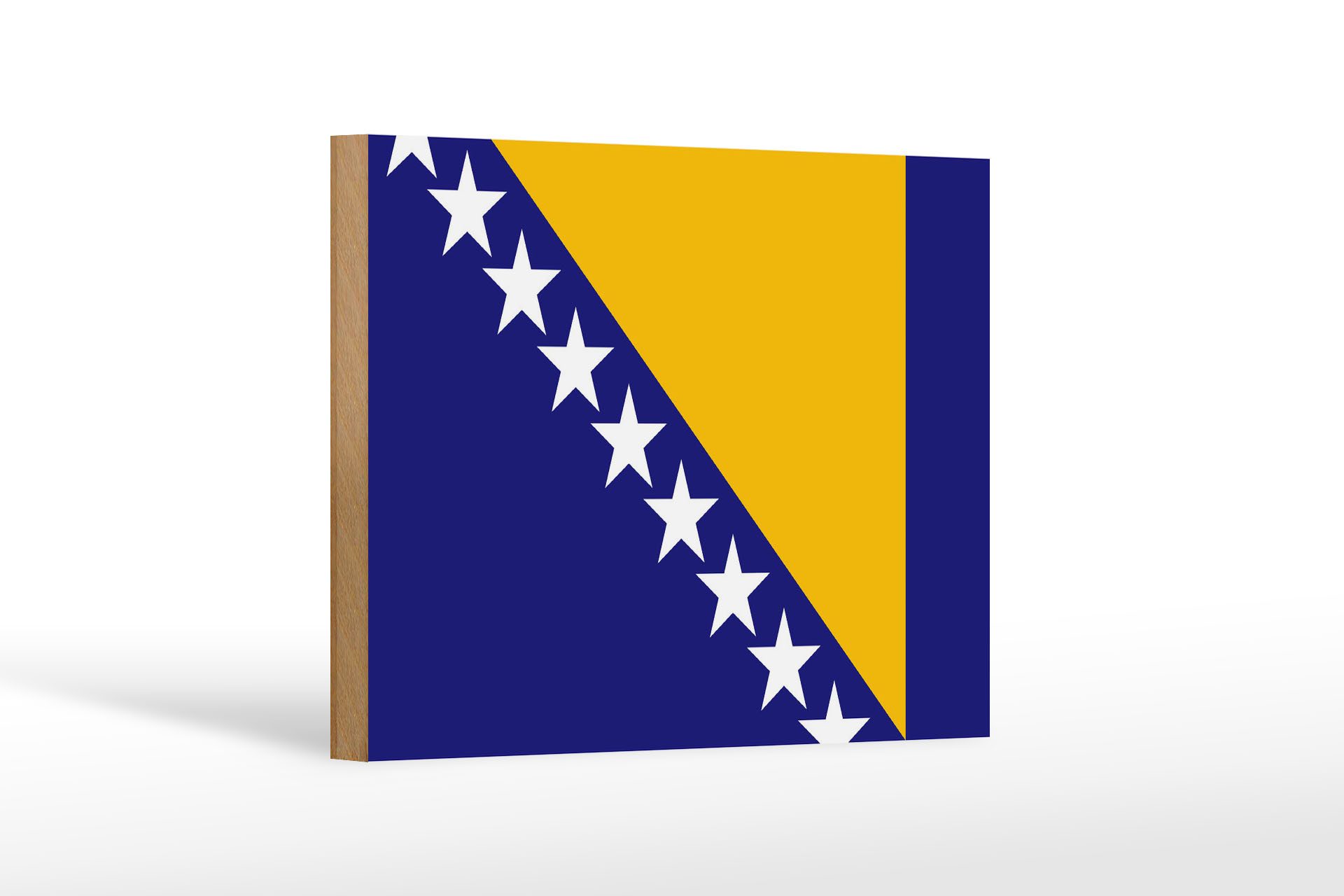 Femer GmbH Holzbild Flagge Bosnien und Herzegowina 18x12 cm Flag, Flaggen (1 St), Glatte Holzfaserplatte (MDF), vorn beschichtet