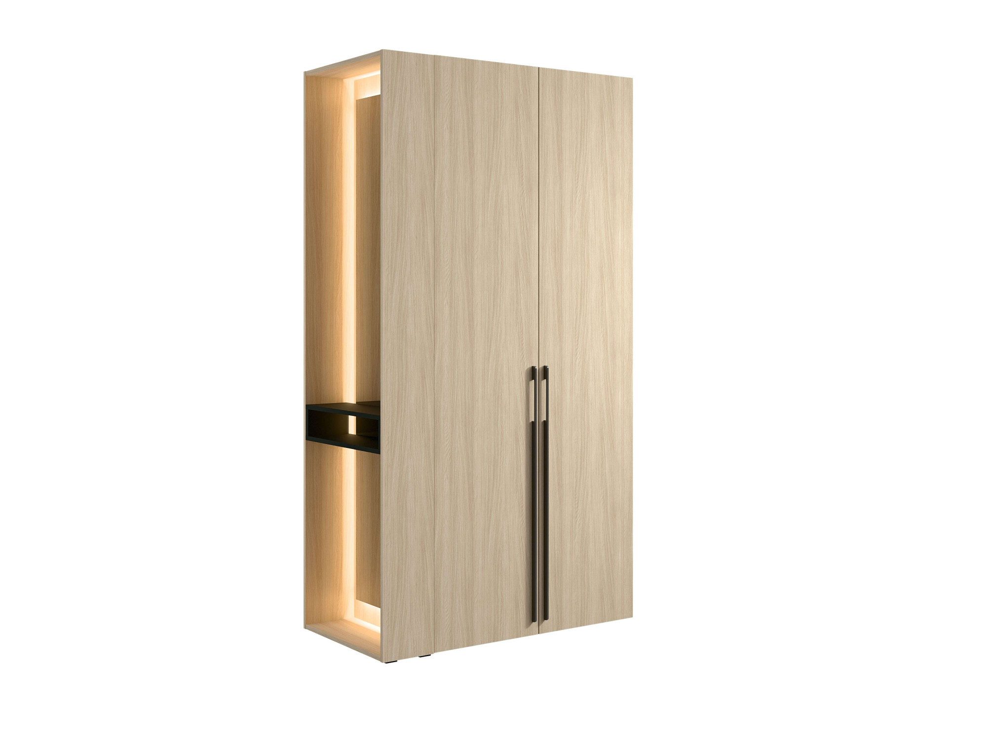 Home affaire Kleiderschrank TRENTO Garderobe, Wäscheschrank mit Spiegel und LED-Beleuchtung (lange Griffe, Maße B/T/H 110,9/58/207,5cm; Made in Europe) wahlweise mit Kleiderstange oder Einlegeböden FSC-zertifiziert