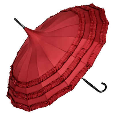 von Lilienfeld Stockregenschirm »VON LILIENFELD Regenschirm Stockschirm Hochzeitsschirm Sonnenschirm Stabil Pagode Sarah«, Rüschenkante