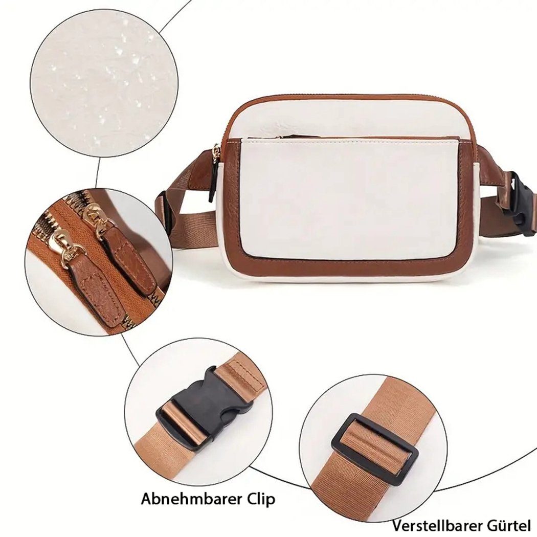 TUABUR Bauchtasche Mini-Brusttasche mit verstellbarem aus PU-Leder Gürteltasche Gürtel