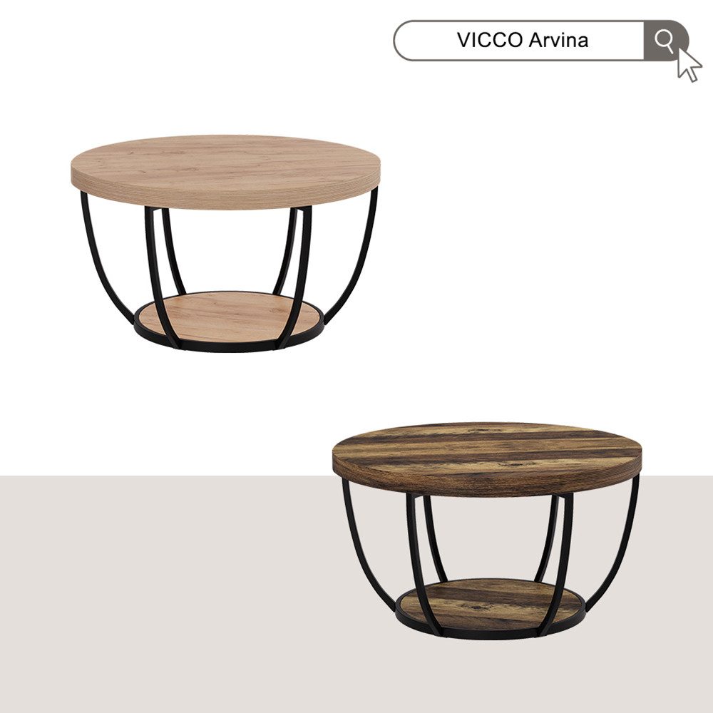 Vicco Couchtisch Arvina, Eiche rustikal, 80 x 80 cm